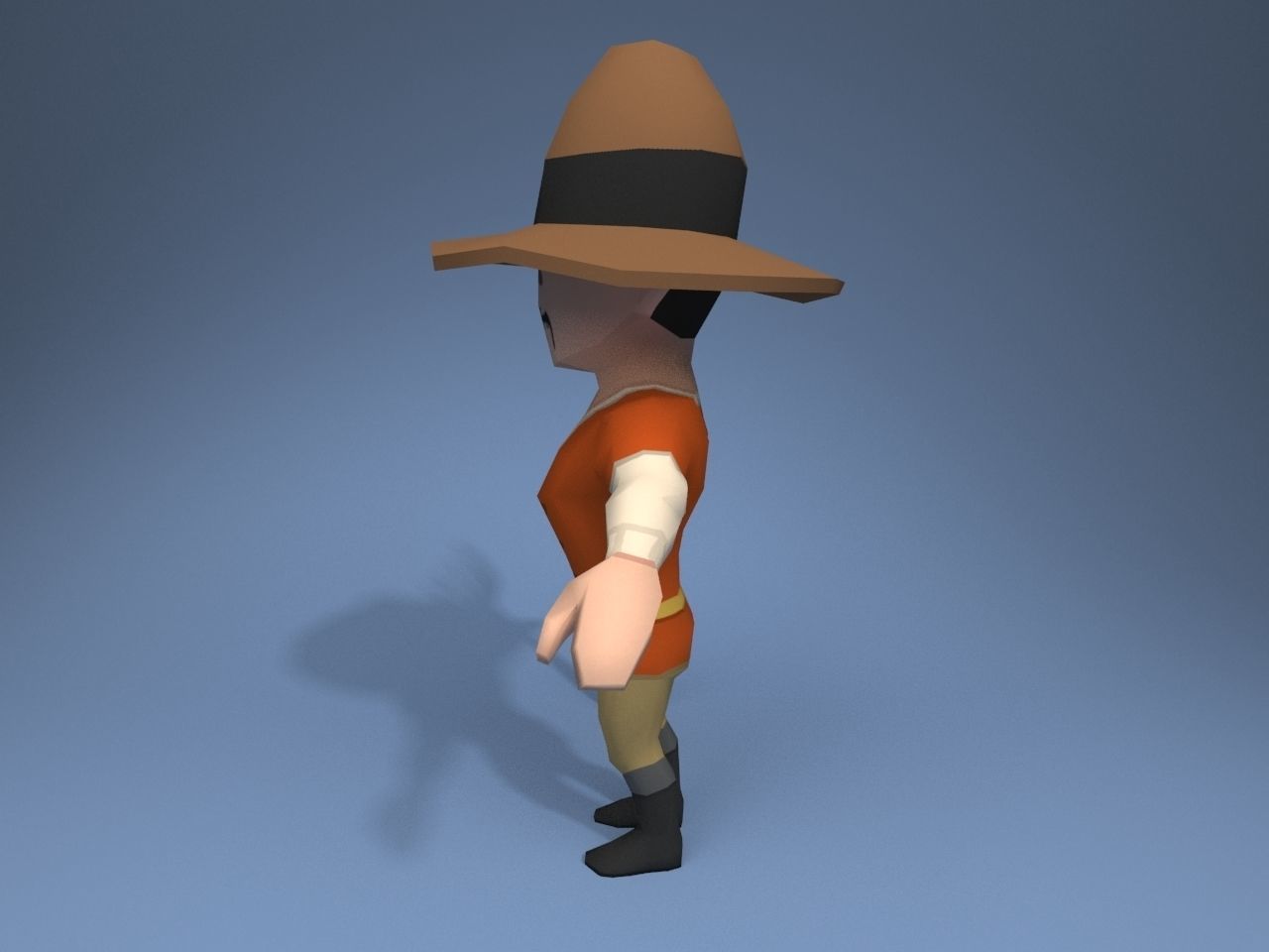 Medieval character peasant Low-poly 3D model_3