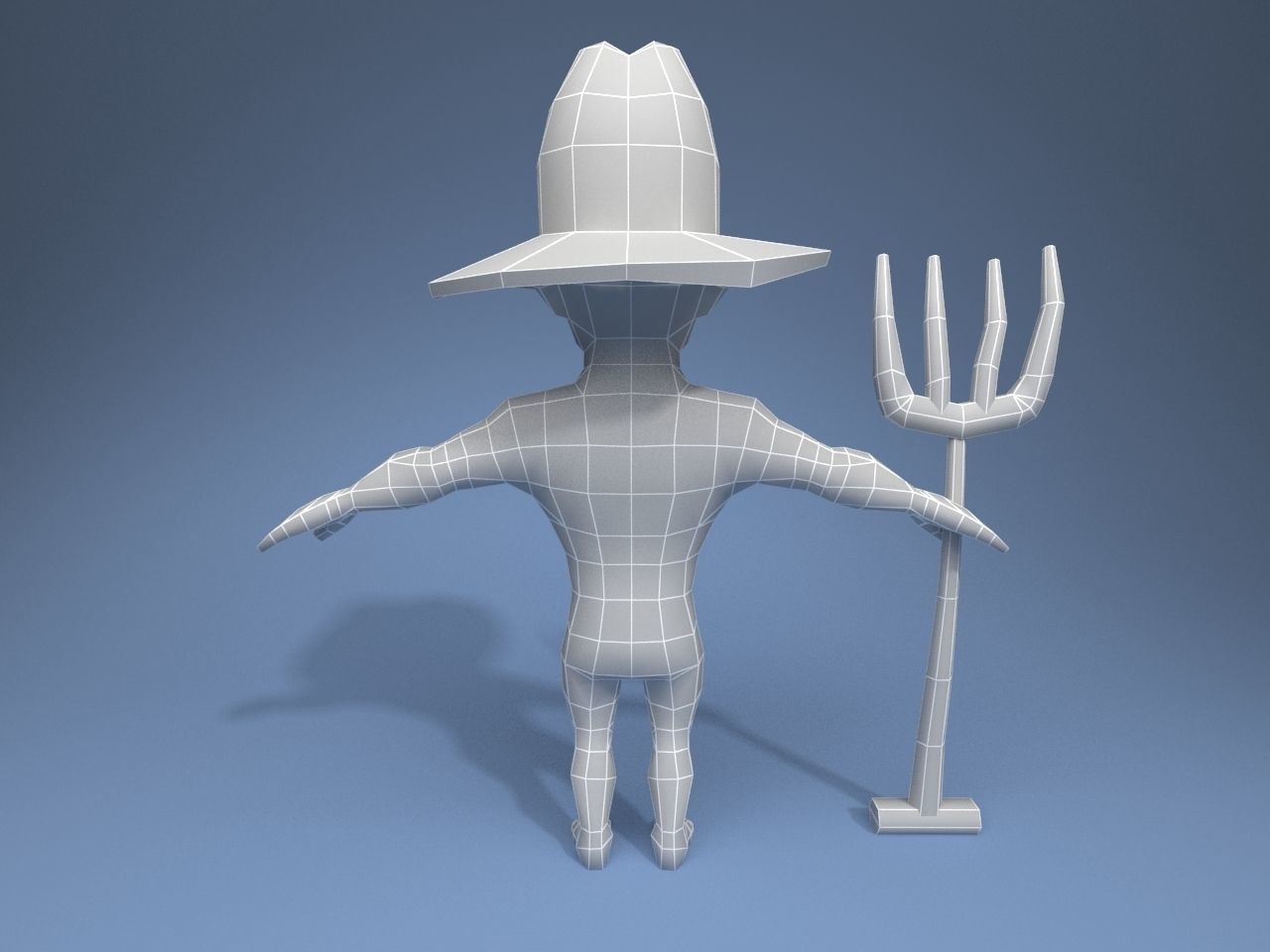 Medieval character peasant Low-poly 3D model_12