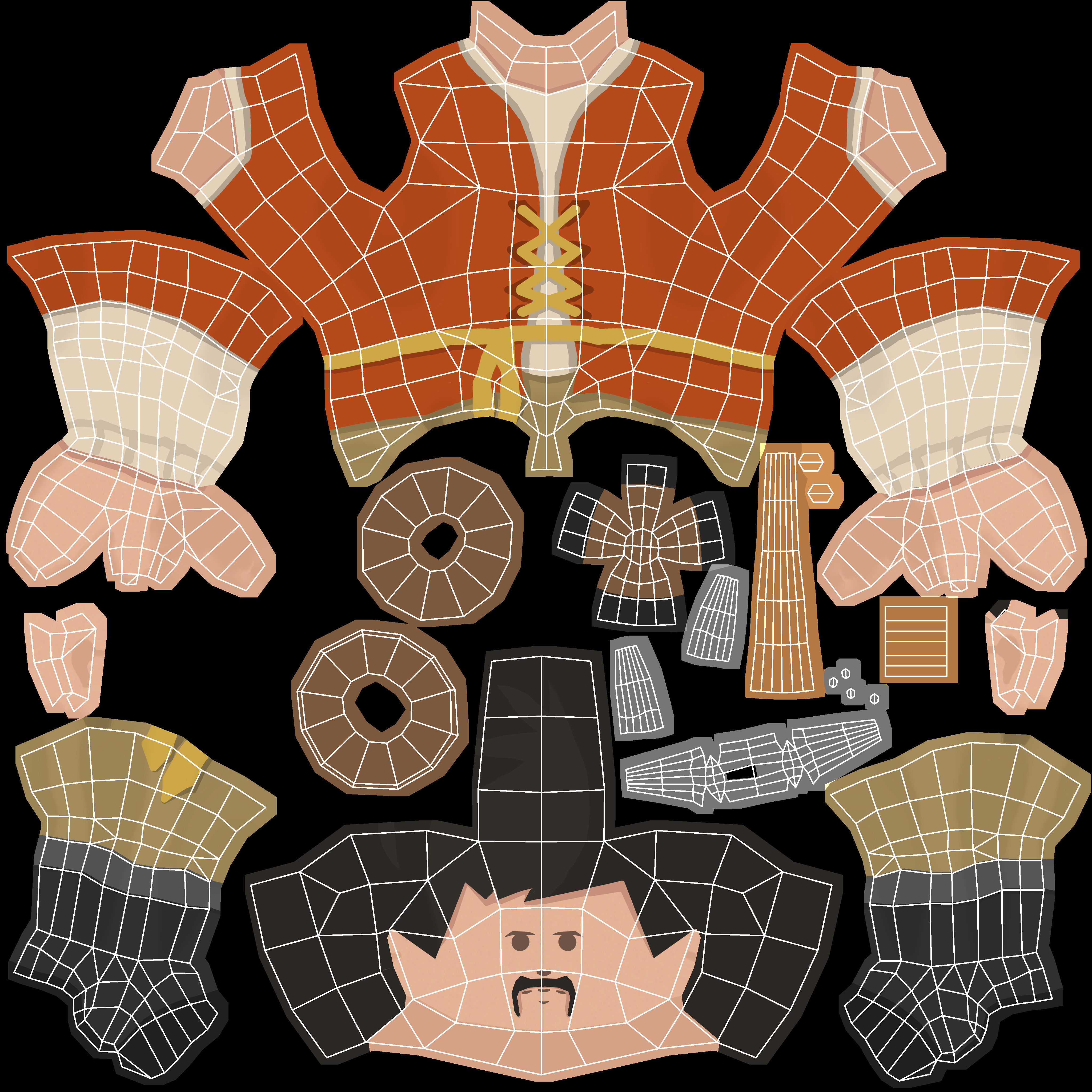 Medieval character peasant Low-poly 3D model_17