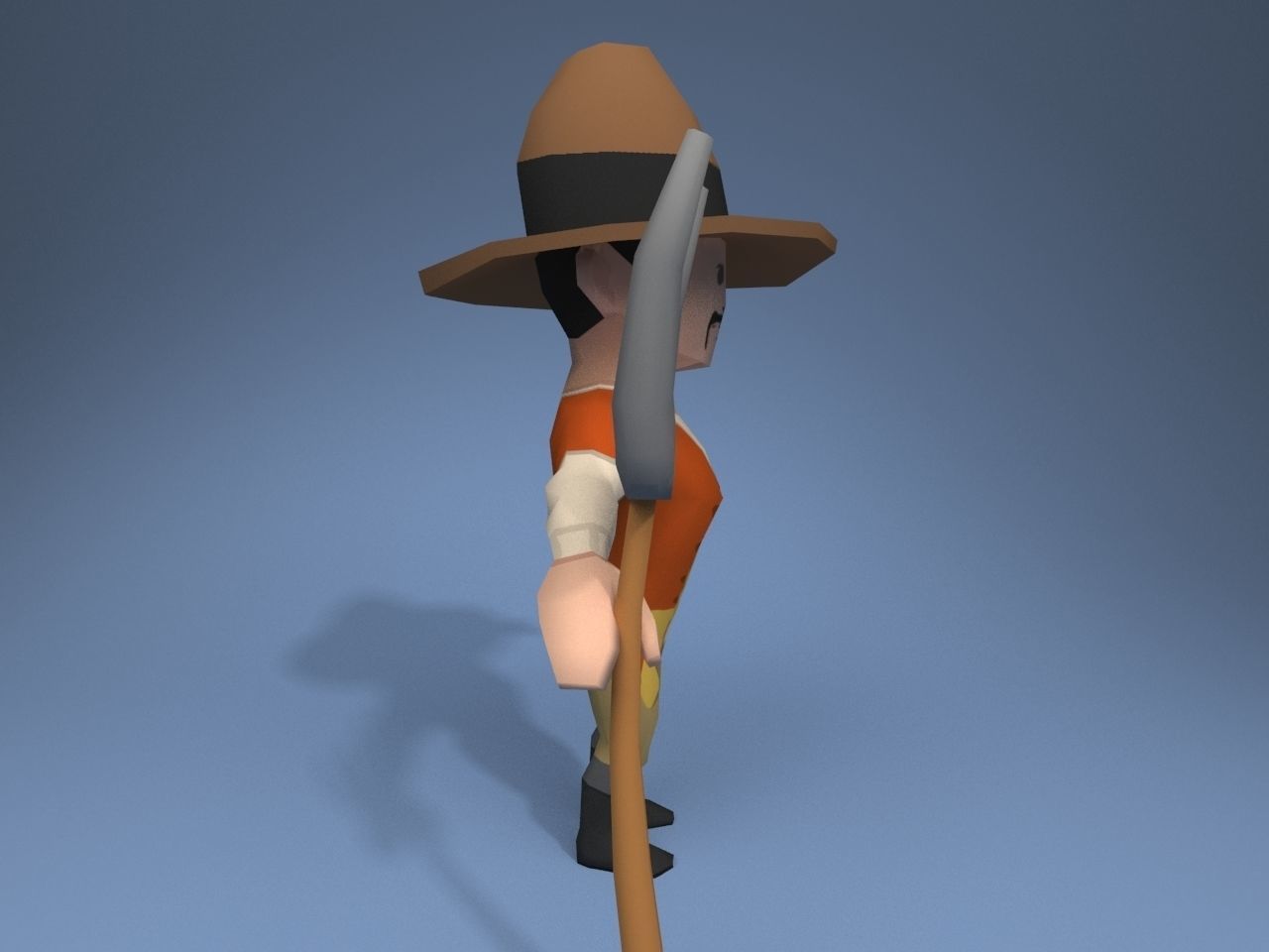 Medieval character peasant Low-poly 3D model_7