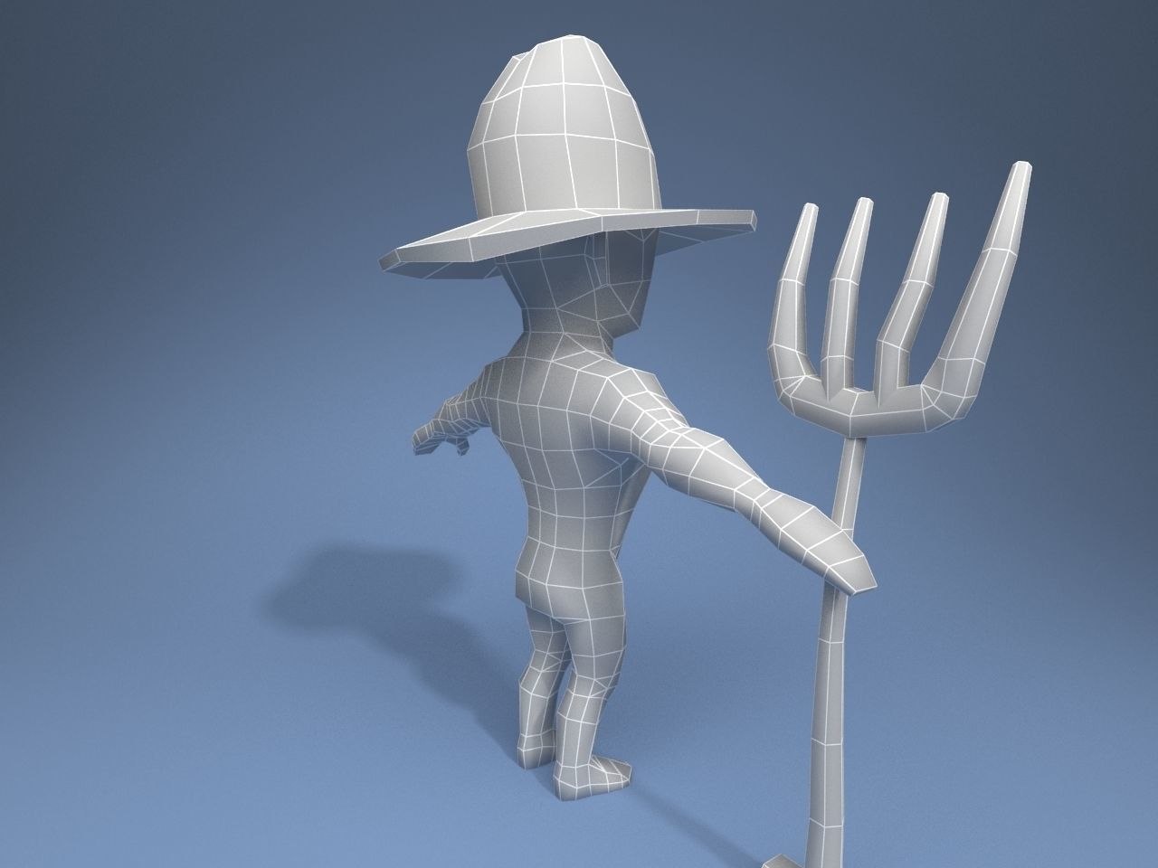 Medieval character peasant Low-poly 3D model_14