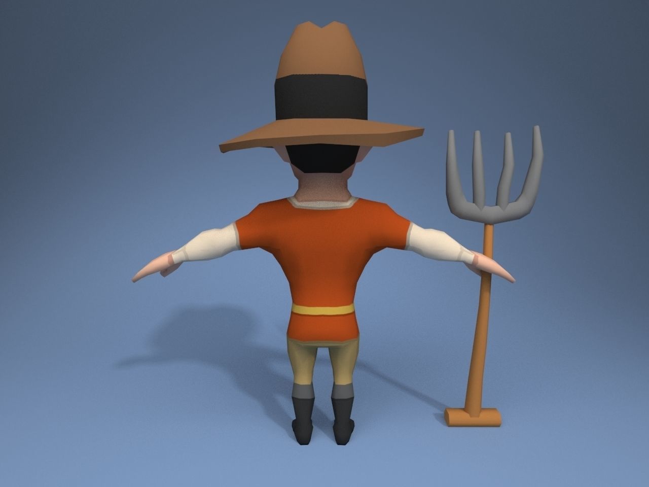 Medieval character peasant Low-poly 3D model_5