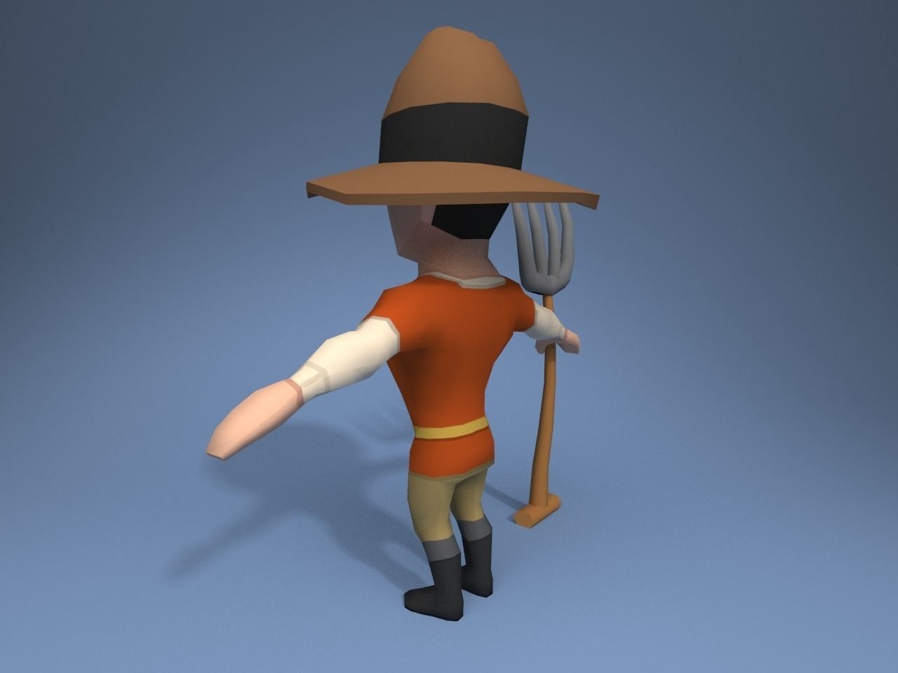 Medieval character peasant Low-poly 3D model_4