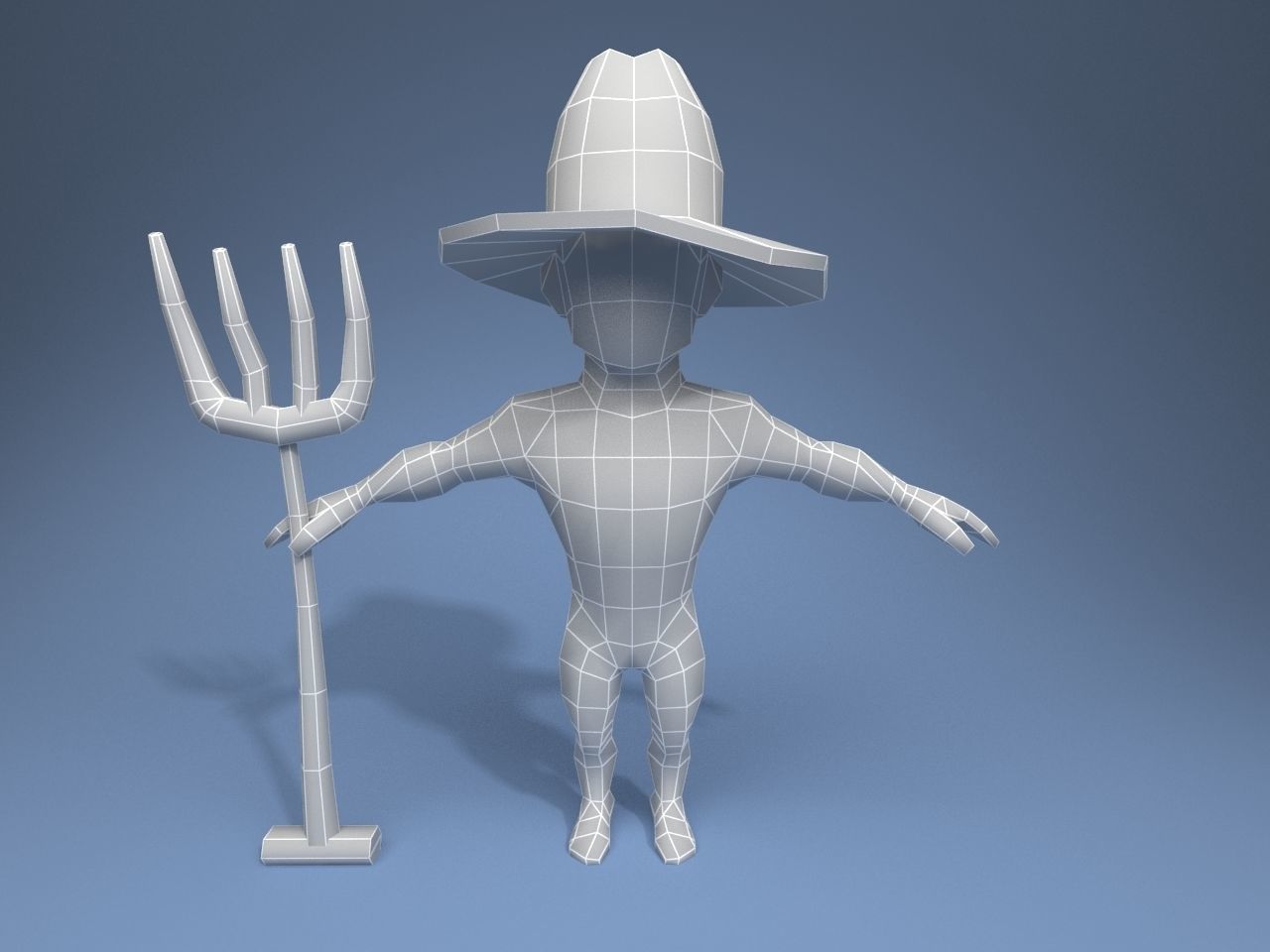 Medieval character peasant Low-poly 3D model_11