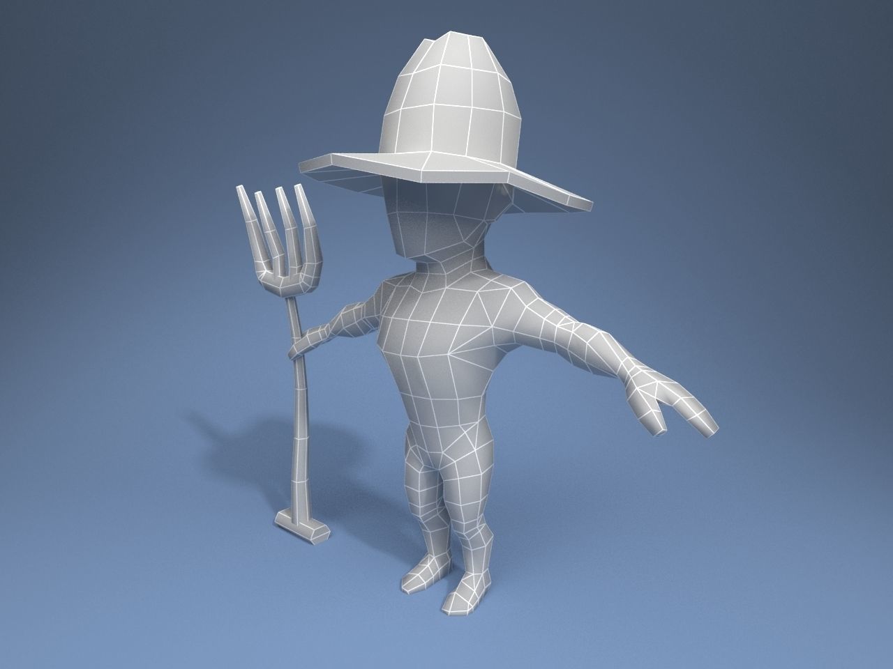 Medieval character peasant Low-poly 3D model_10