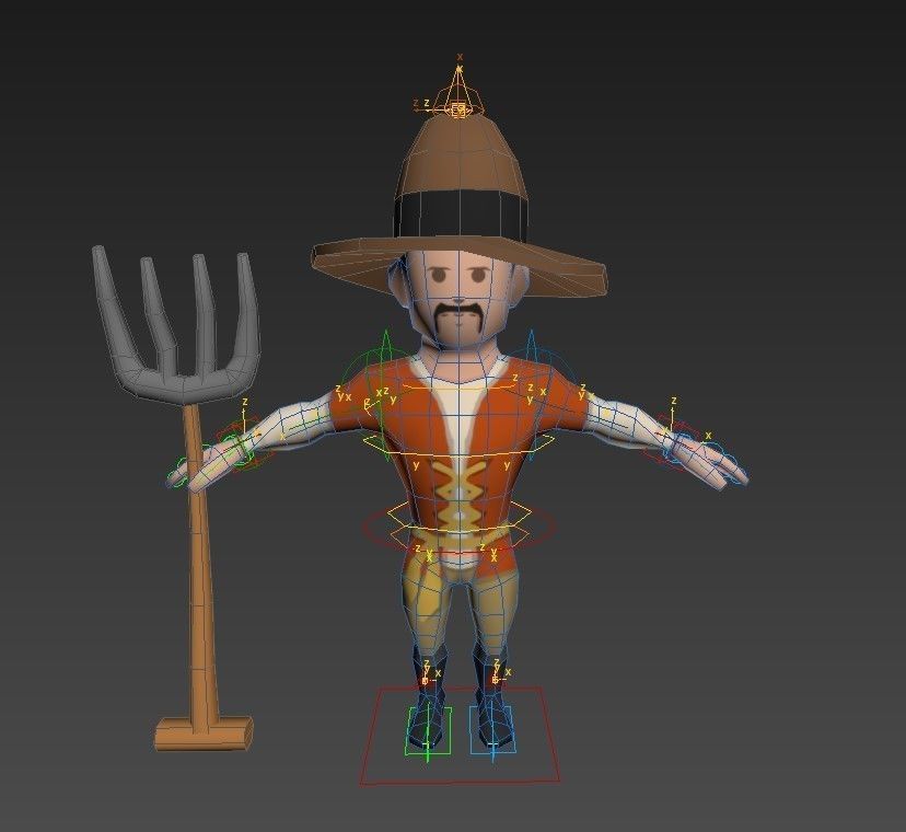 Medieval character peasant Low-poly 3D model_15