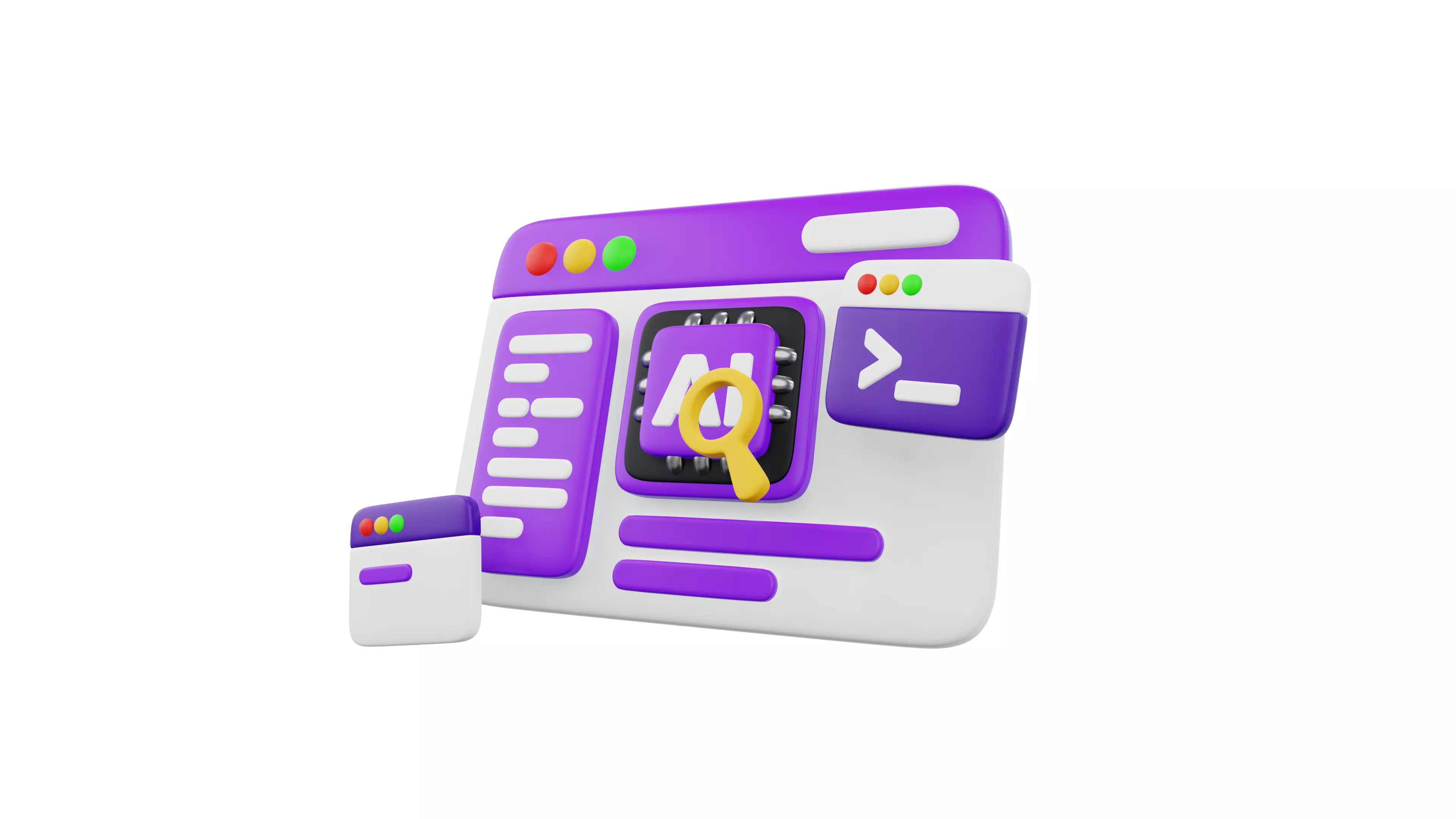 3D Cute Artificial Intelligence Website Illustration Animation 3D model_2