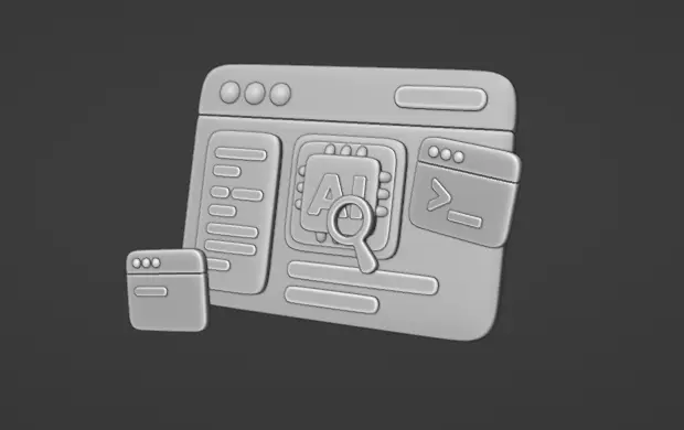 3D Cute Artificial Intelligence Website Illustration Animation 3D model_7