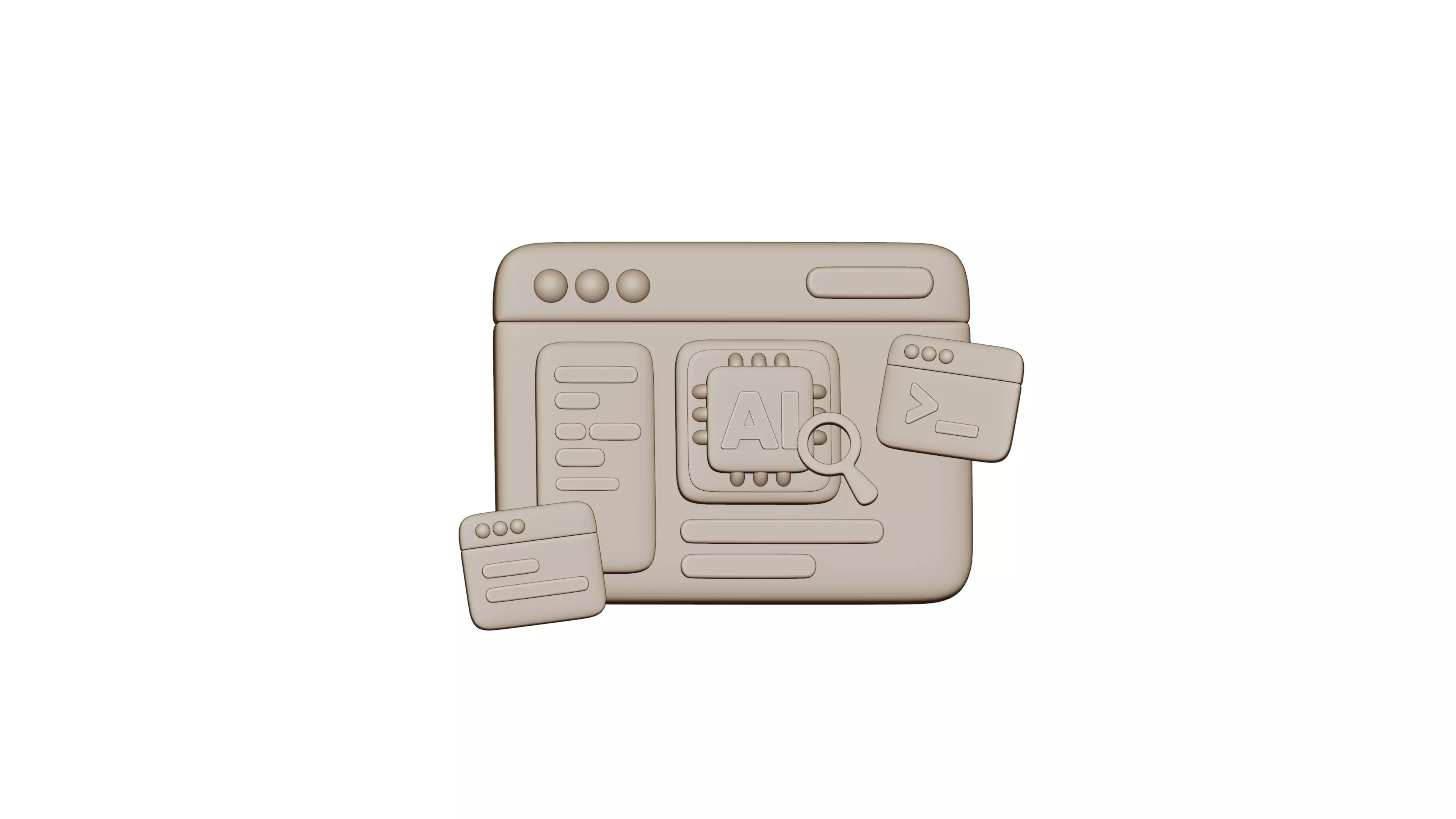 3D Cute Artificial Intelligence Website Illustration Animation 3D model_0