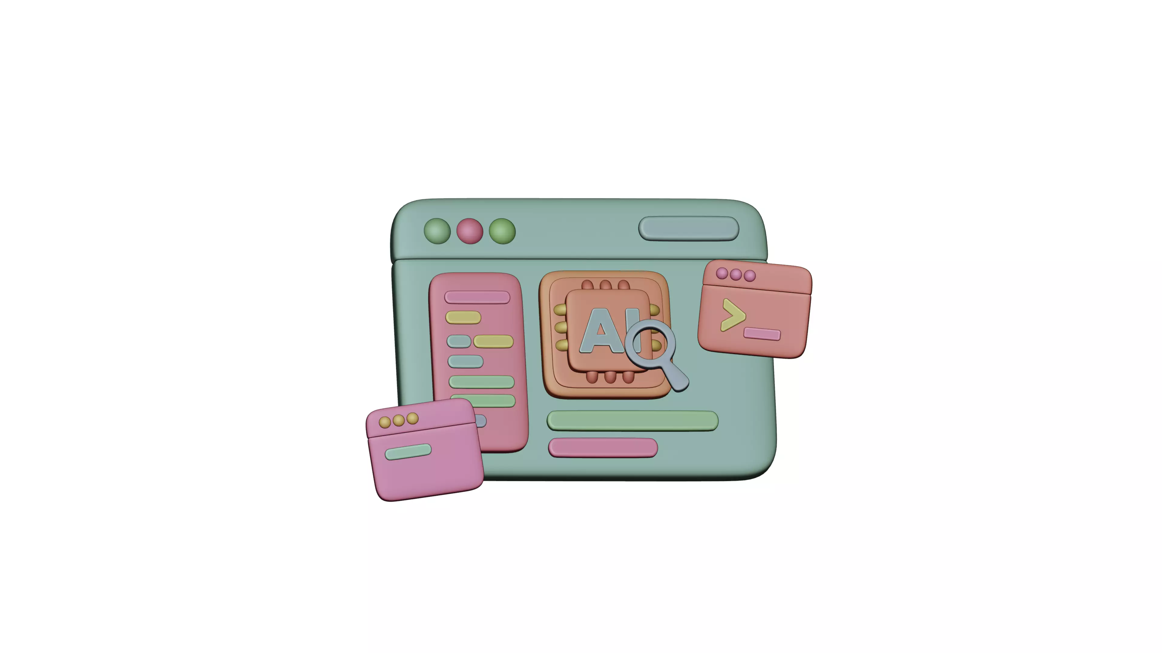 3D Cute Artificial Intelligence Website Illustration Animation 3D model_3