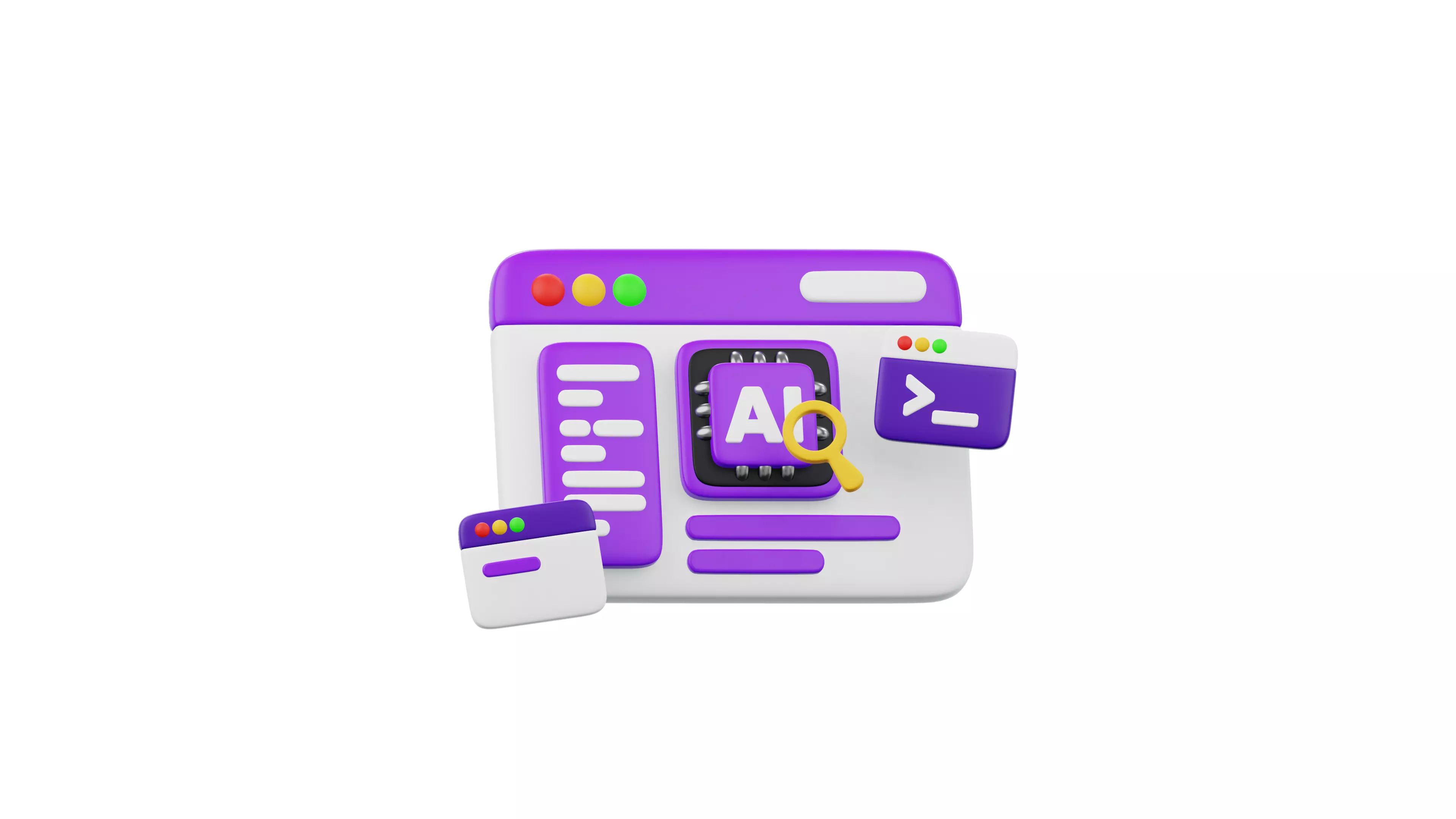 3D Cute Artificial Intelligence Website Illustration Animation 3D model_9