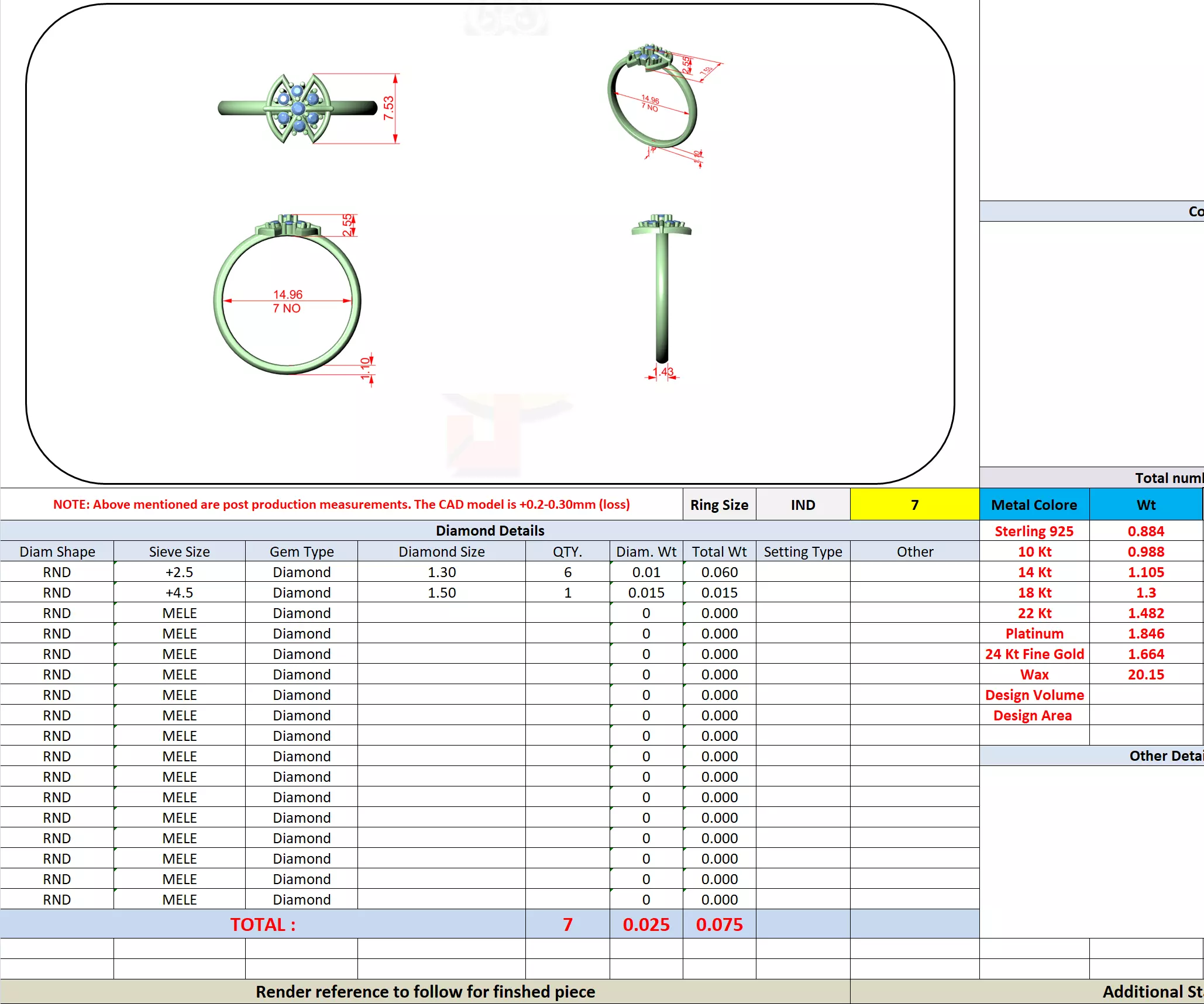 Seven Stone Symmetric Engagement Wedding Ring 3DM STL Video 3D print model_13