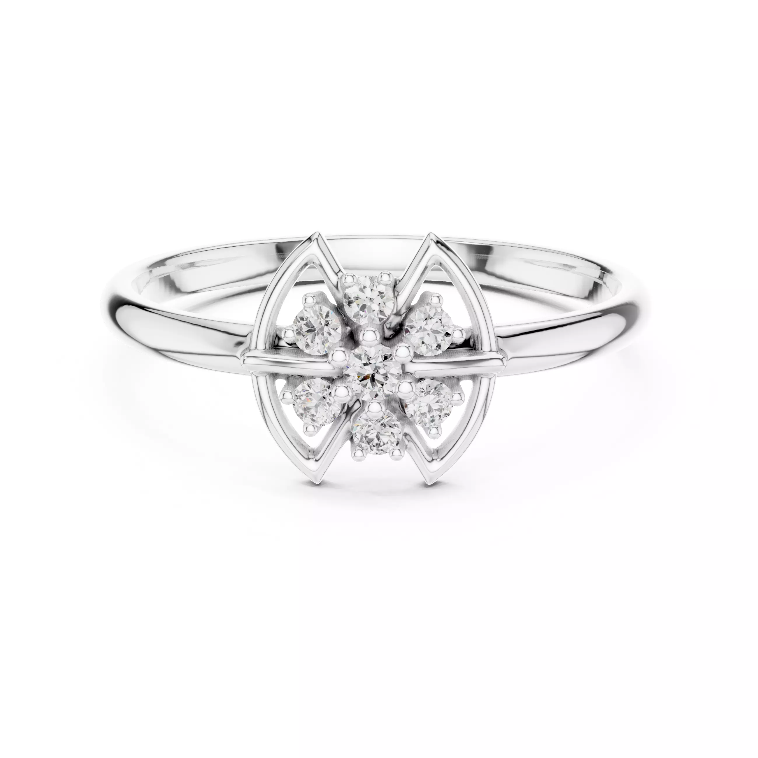 Seven Stone Symmetric Engagement Wedding Ring 3DM STL Video 3D print model_2