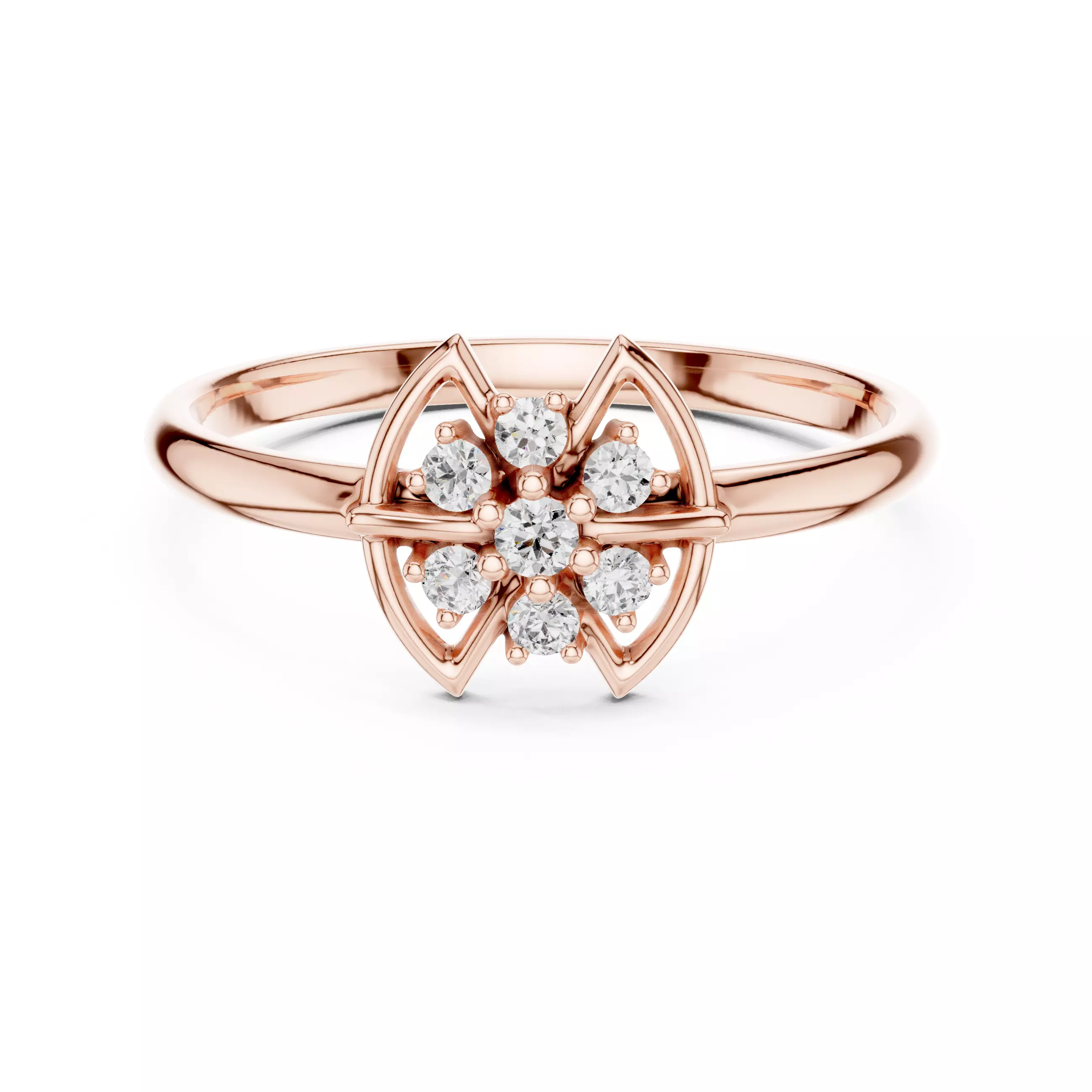 Seven Stone Symmetric Engagement Wedding Ring 3DM STL Video 3D print model_0