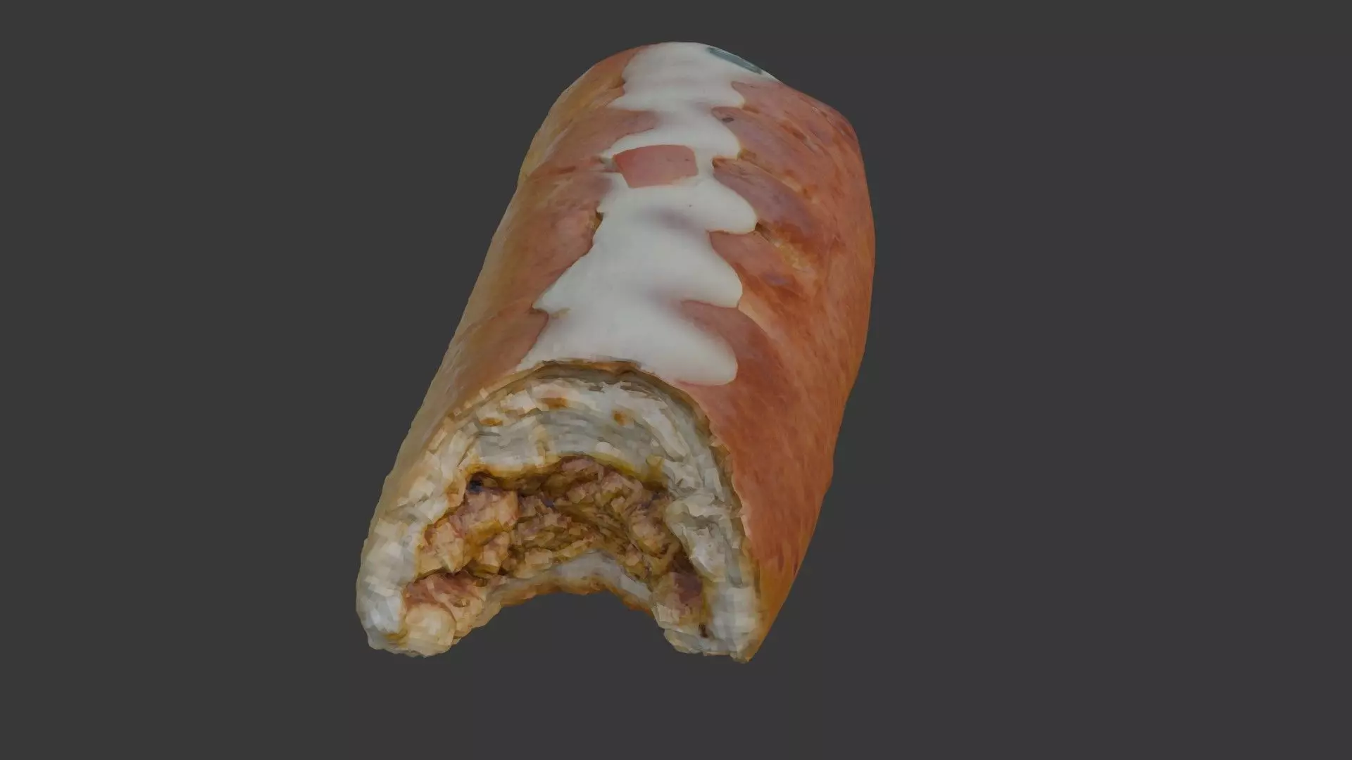 Scanned Bitten Sausage Roll Low-poly 3D model_1