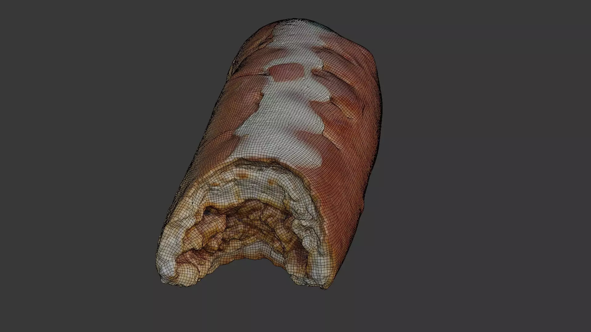 Scanned Bitten Sausage Roll Low-poly 3D model_2