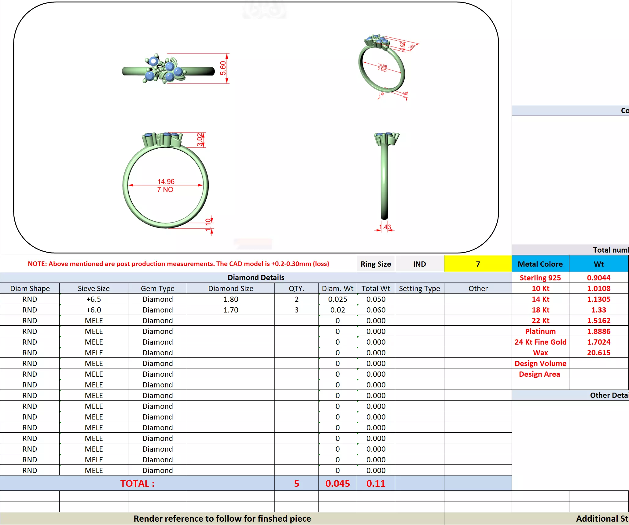 Delicate Design Five Stone Round Cut Wedding Ring 3DM STL Video 3D print model_13