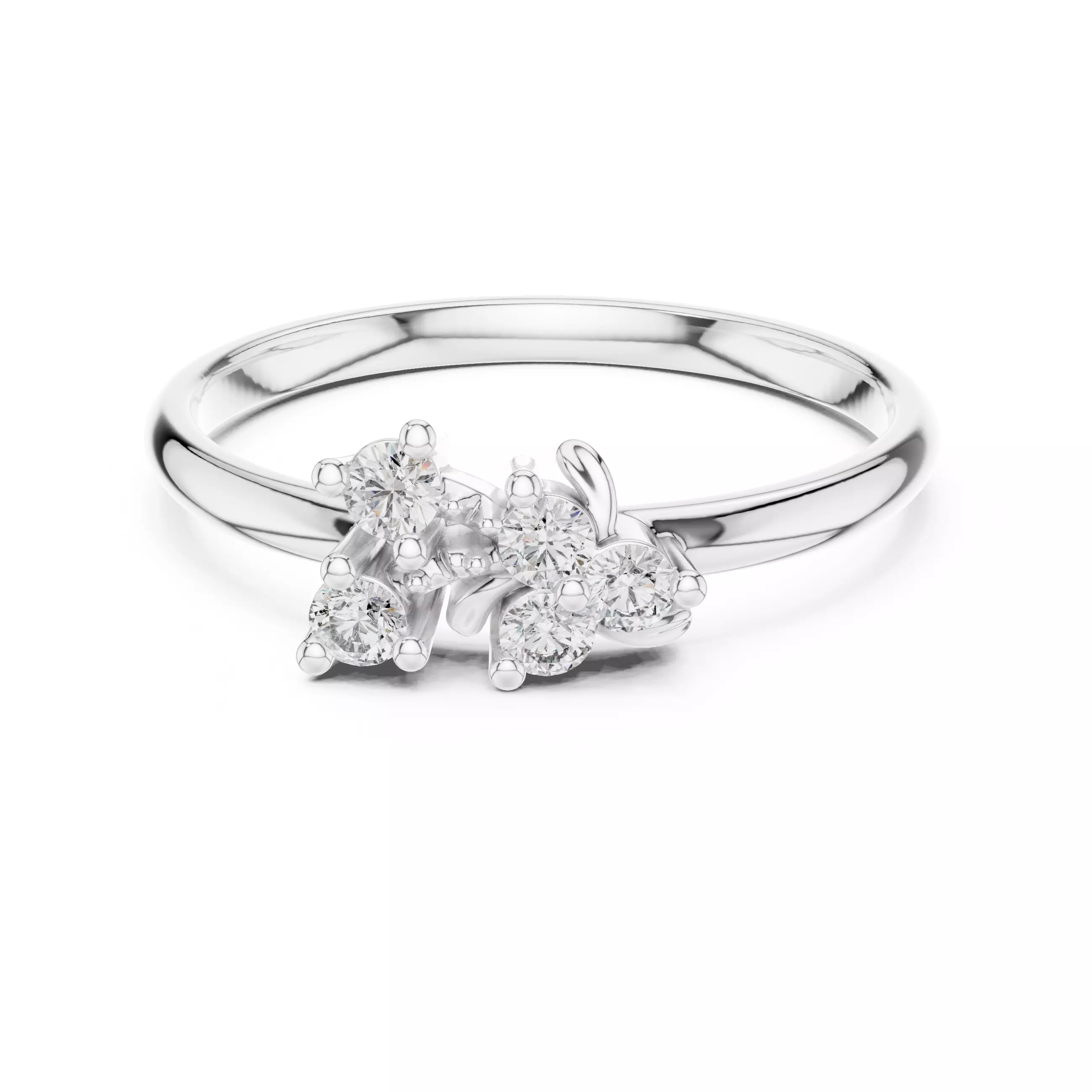 Delicate Design Five Stone Round Cut Wedding Ring 3DM STL Video 3D print model_2