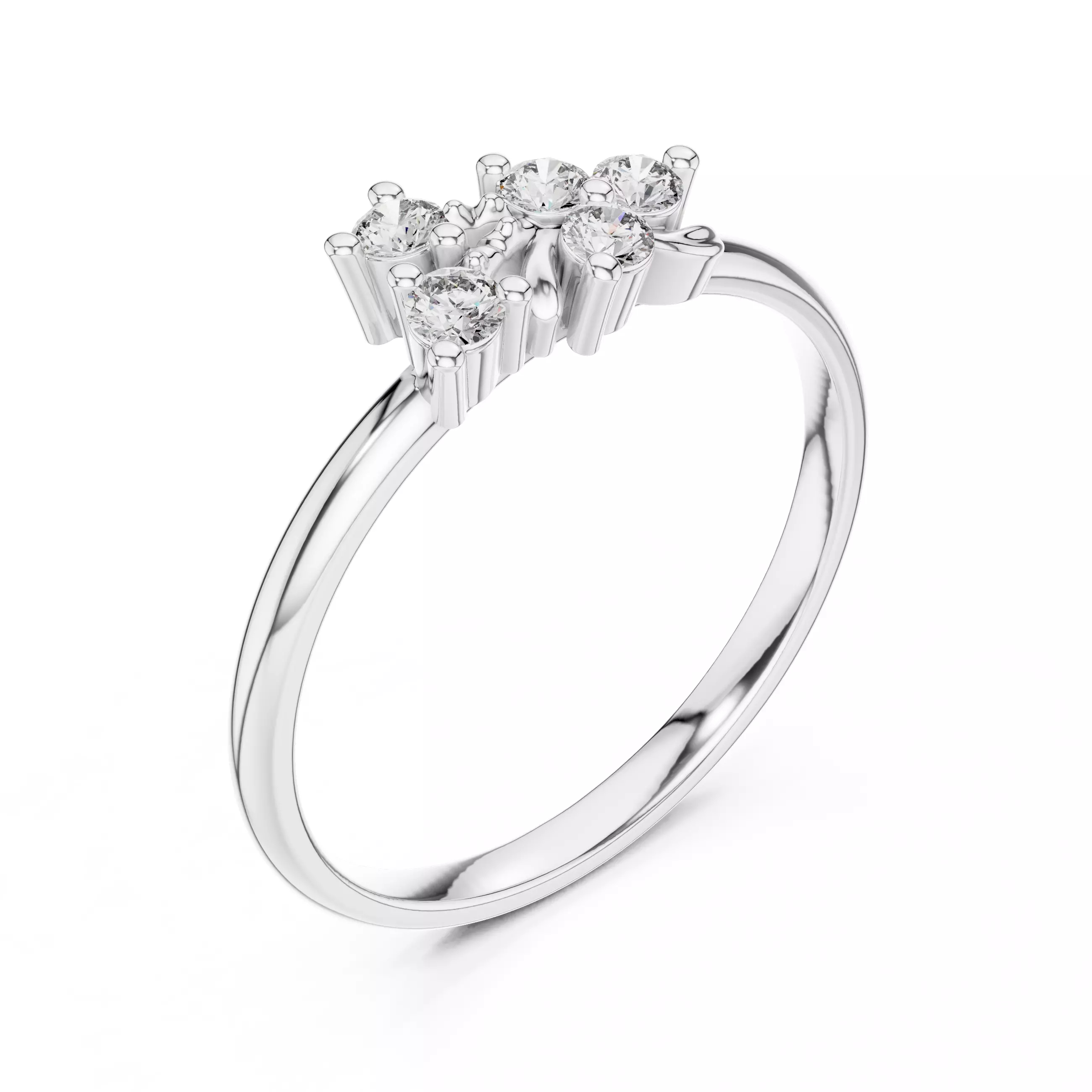 Delicate Design Five Stone Round Cut Wedding Ring 3DM STL Video 3D print model_10