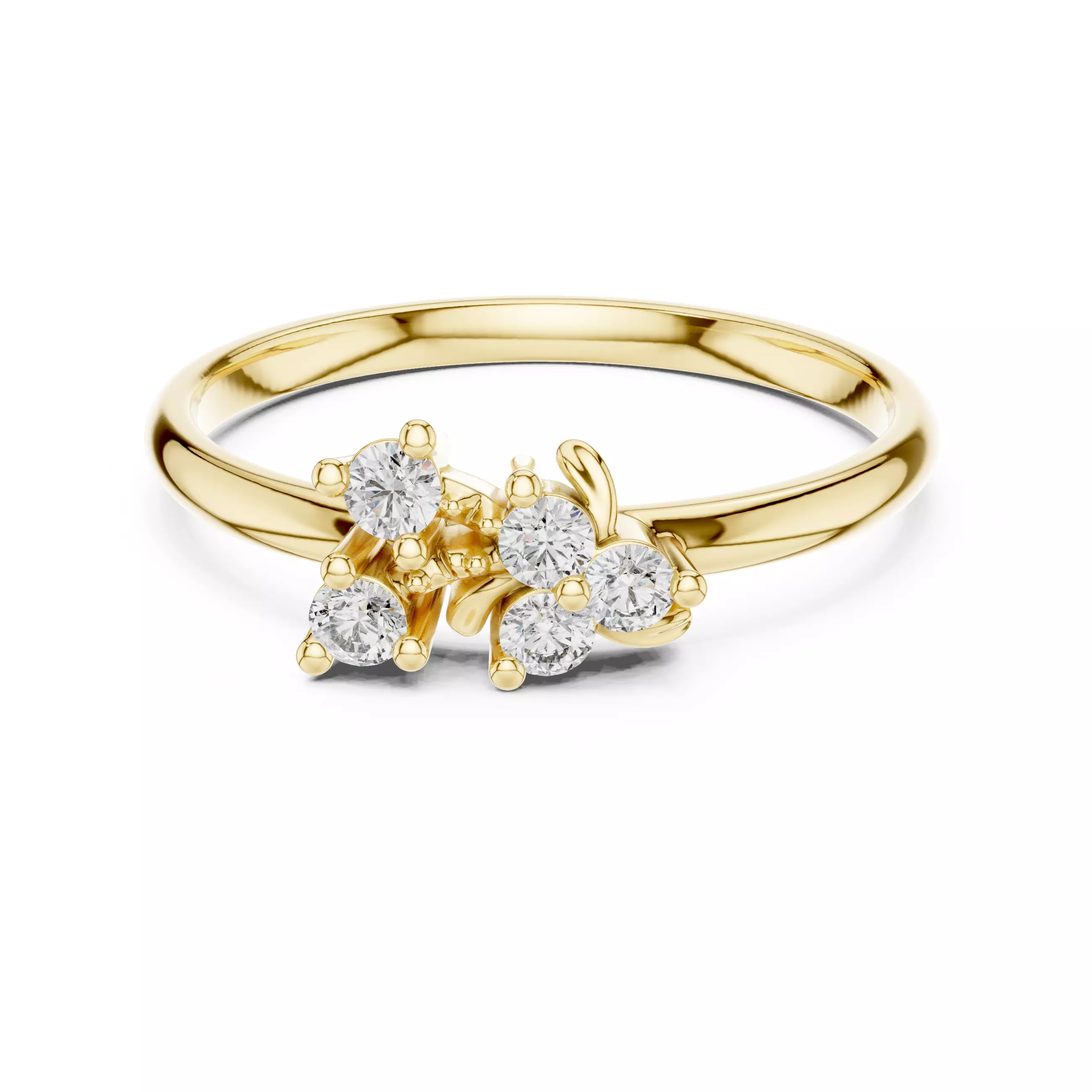 Delicate Design Five Stone Round Cut Wedding Ring 3DM STL Video 3D print model_1