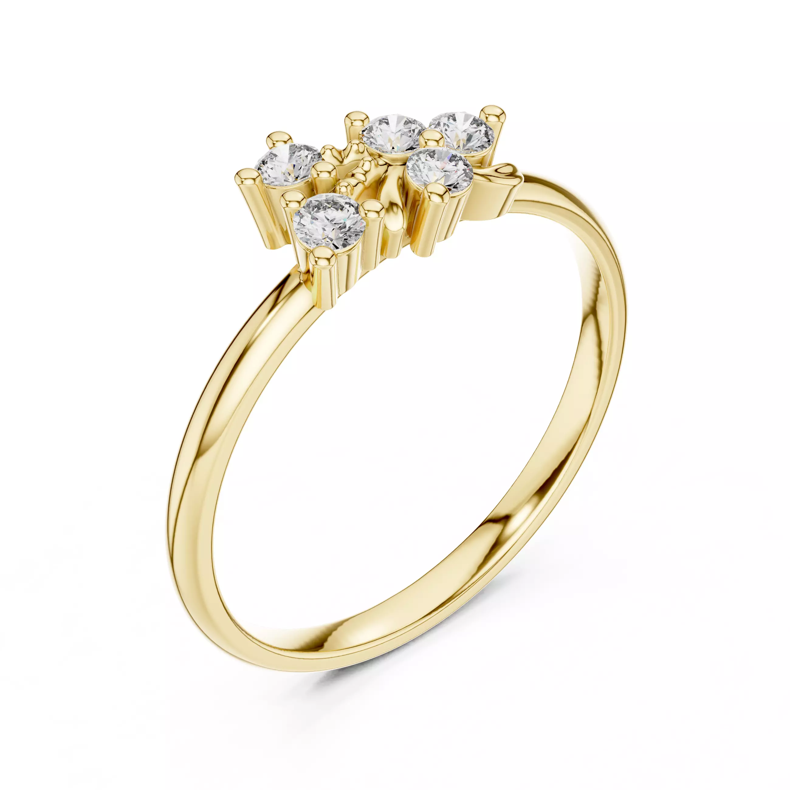 Delicate Design Five Stone Round Cut Wedding Ring 3DM STL Video 3D print model_7