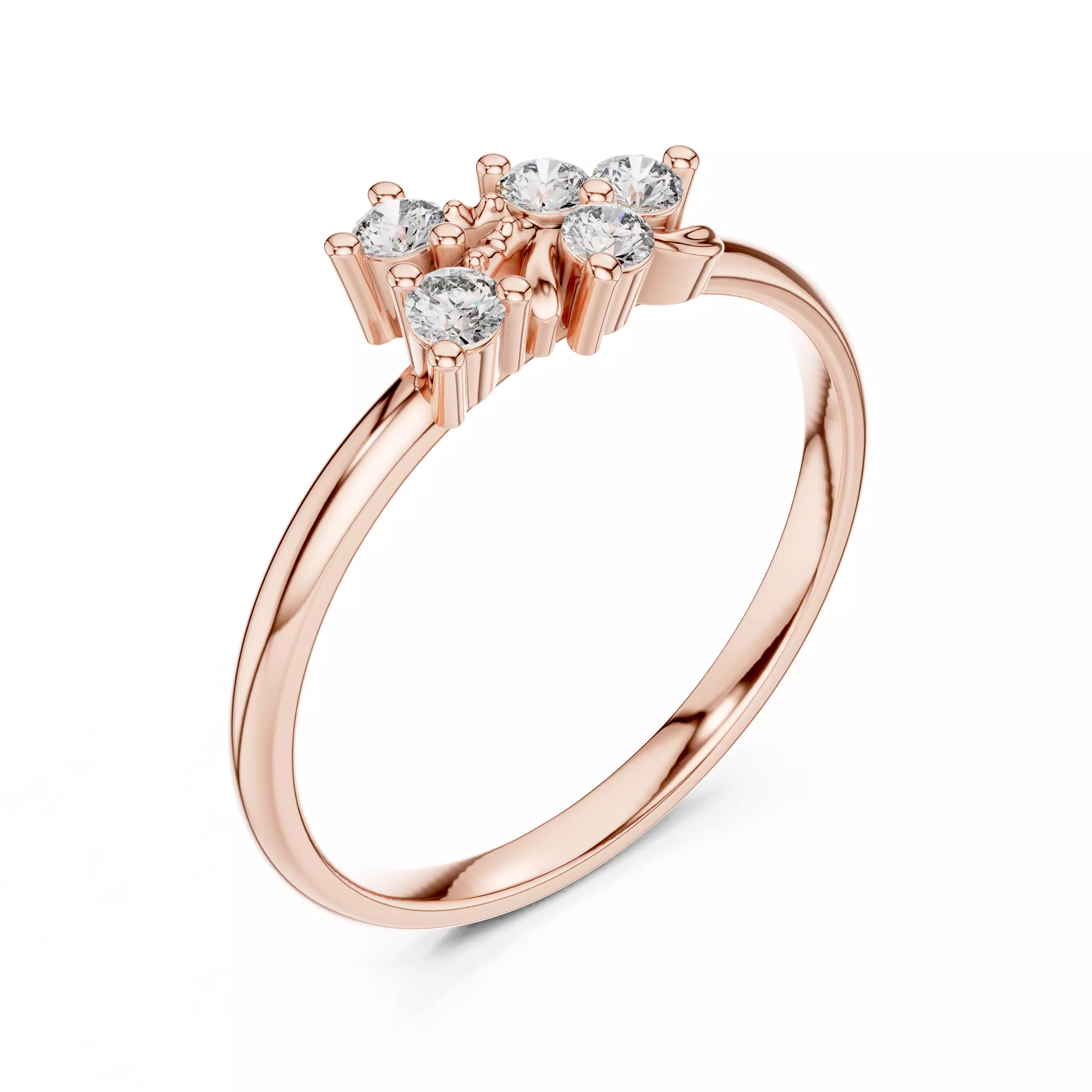 Delicate Design Five Stone Round Cut Wedding Ring 3DM STL Video 3D print model_4