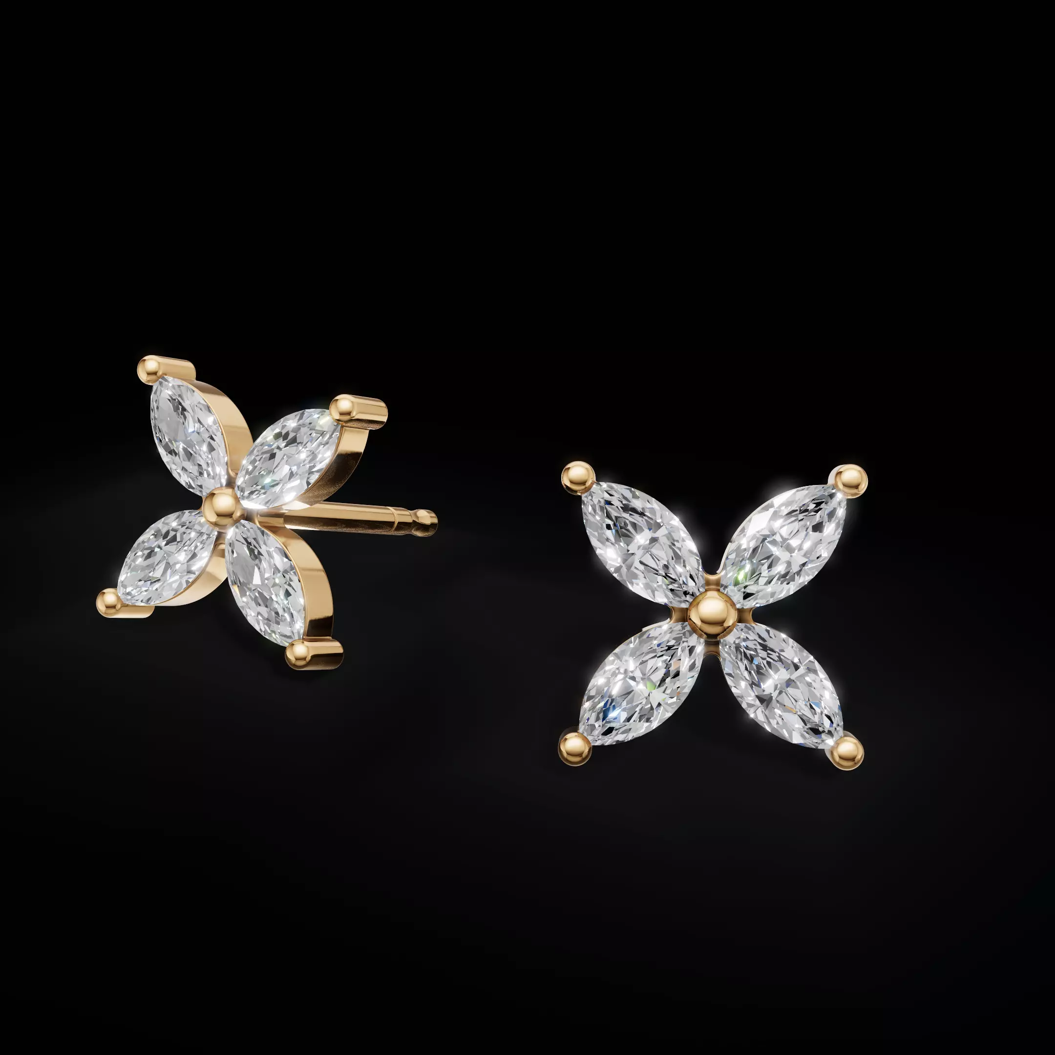 Elegant Diamond Earrings 3D CAD Model for Printing 3D print model_15