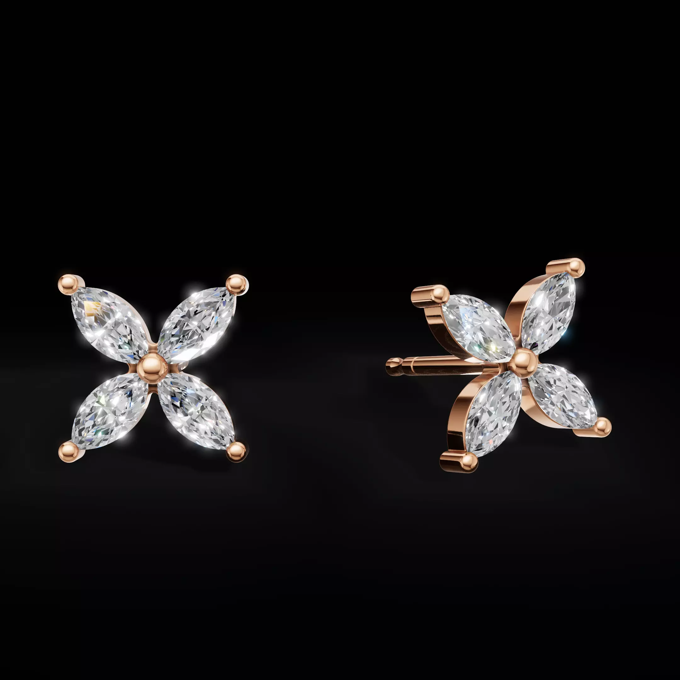 Elegant Diamond Earrings 3D CAD Model for Printing 3D print model_0