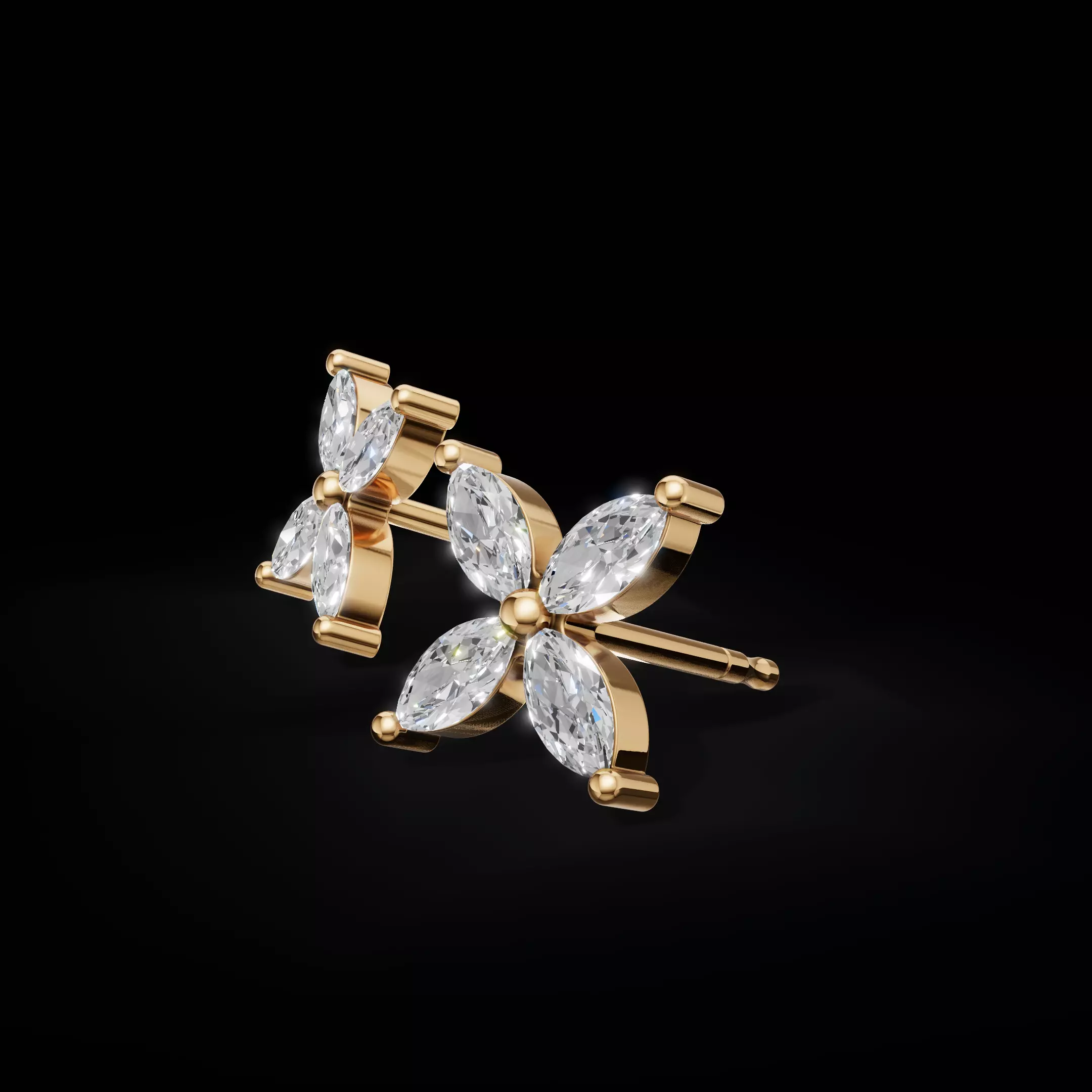 Elegant Diamond Earrings 3D CAD Model for Printing 3D print model_21