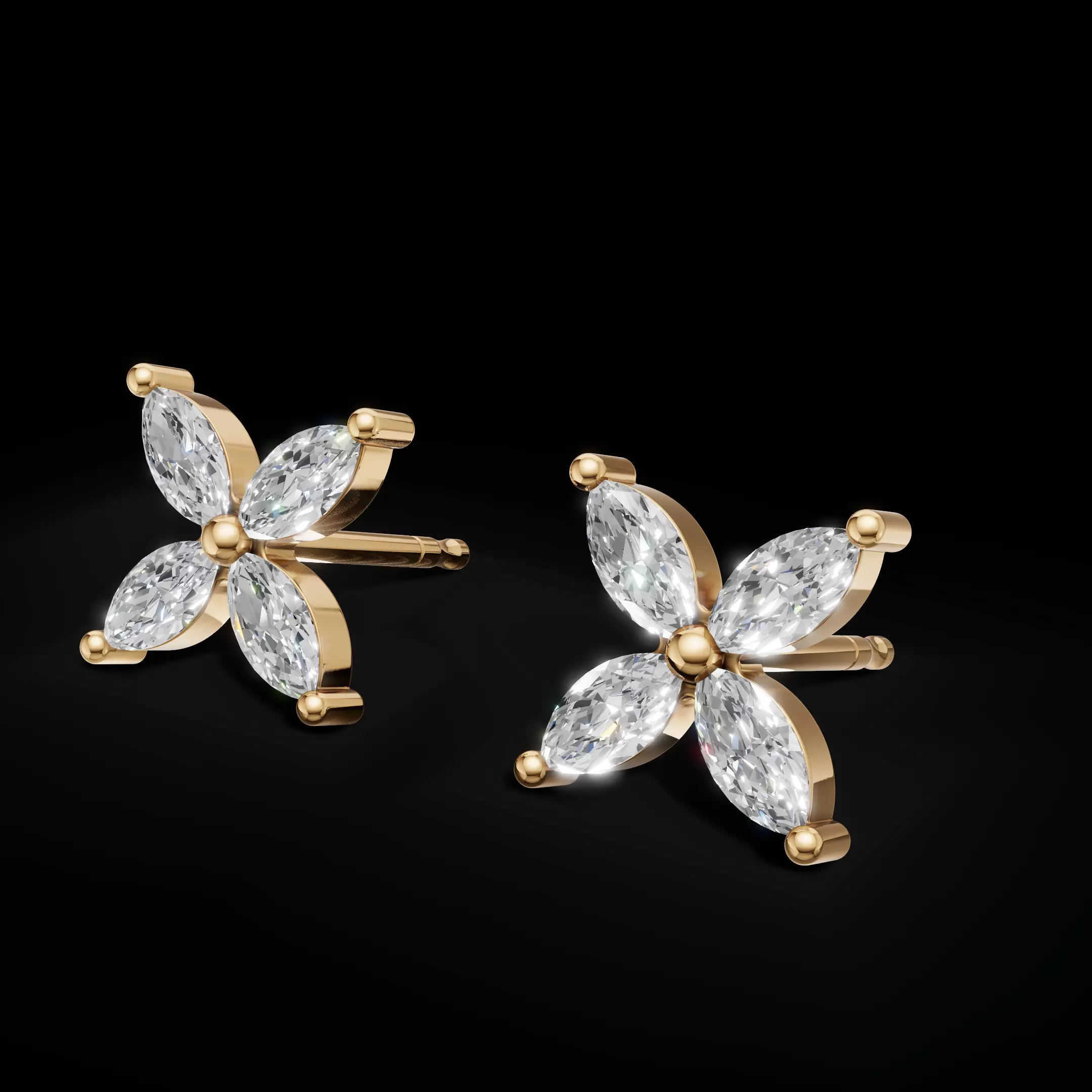 Elegant Diamond Earrings 3D CAD Model for Printing 3D print model_12