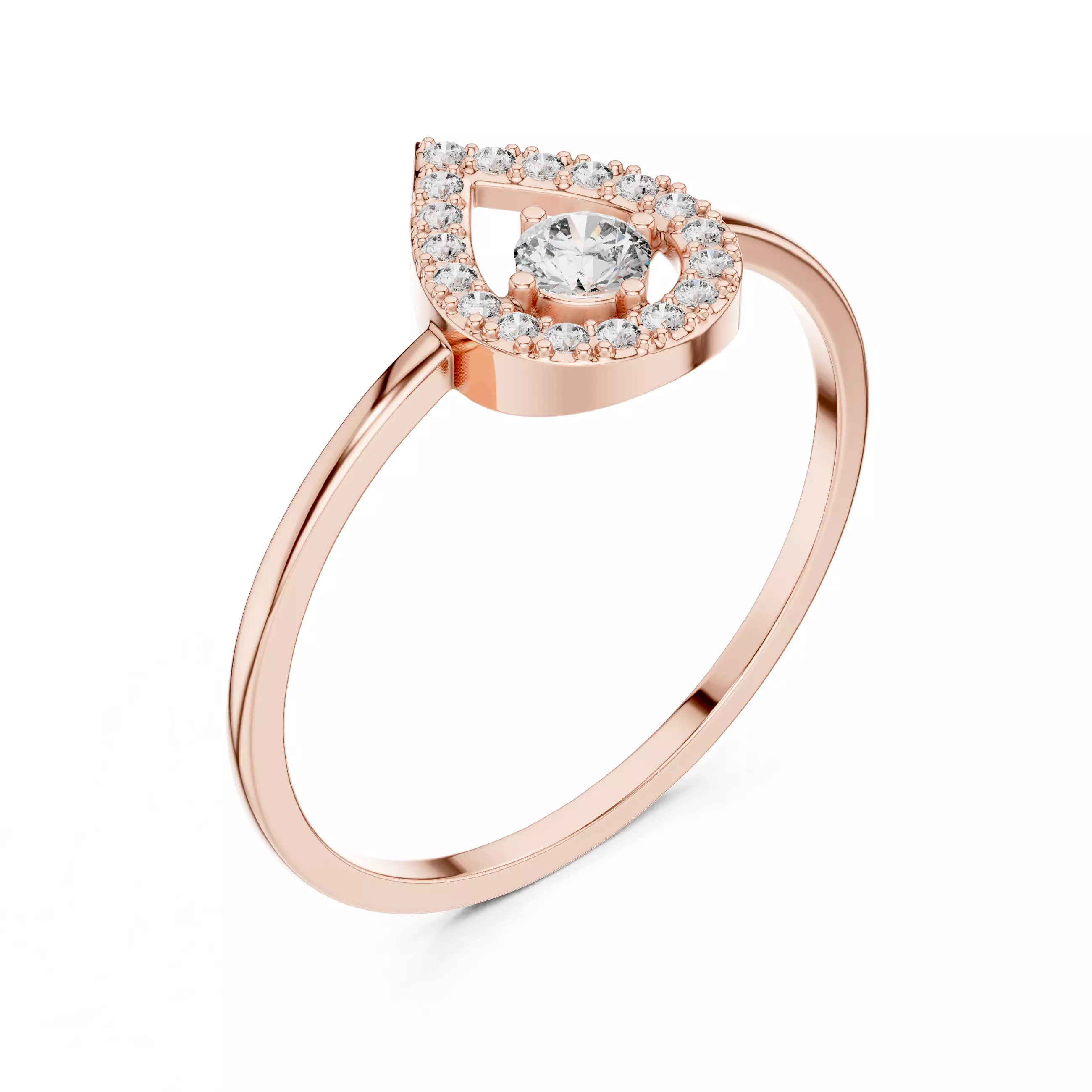 Round Cut Diamond Pear Shape Wedding Ring 3DM STL Video 3D print model_4