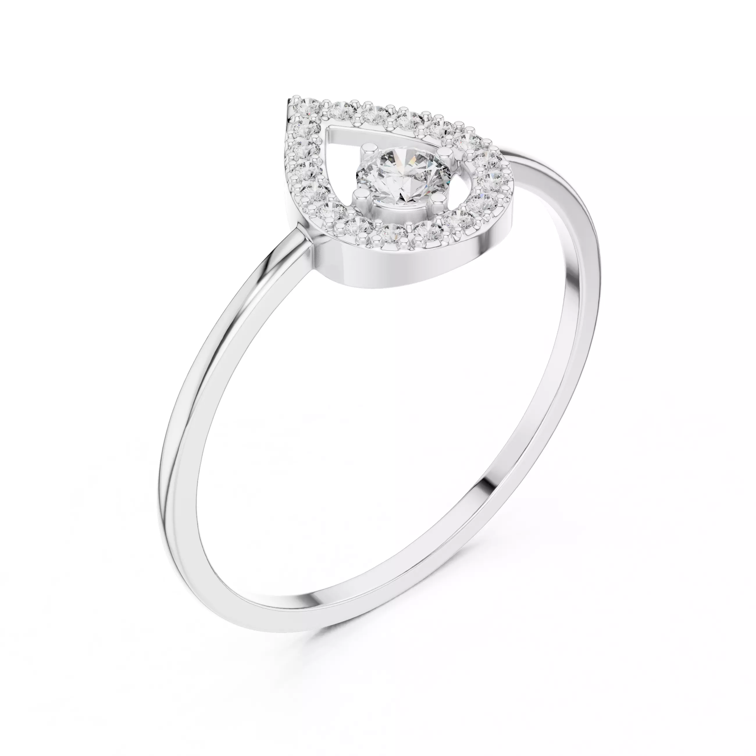 Round Cut Diamond Pear Shape Wedding Ring 3DM STL Video 3D print model_10