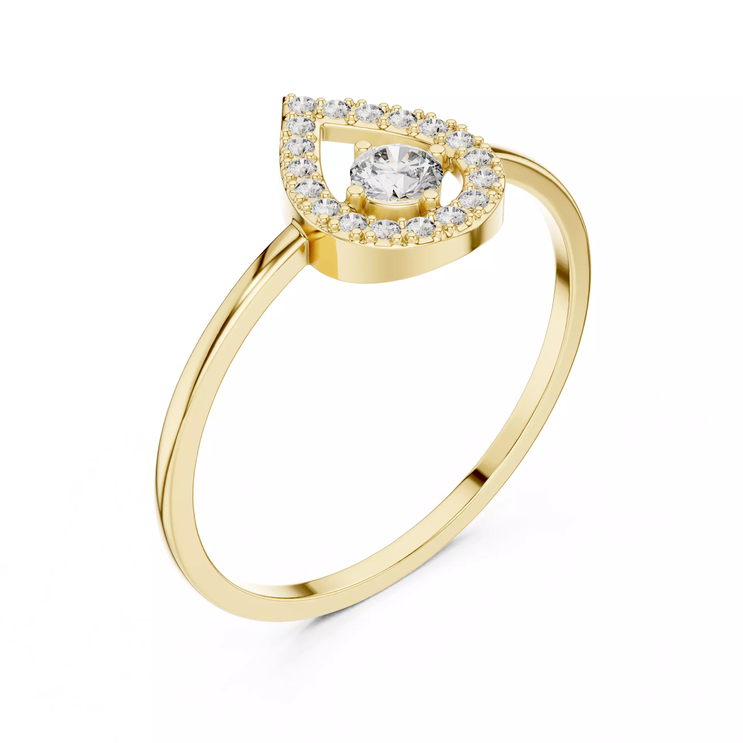 Round Cut Diamond Pear Shape Wedding Ring 3DM STL Video 3D print model_7