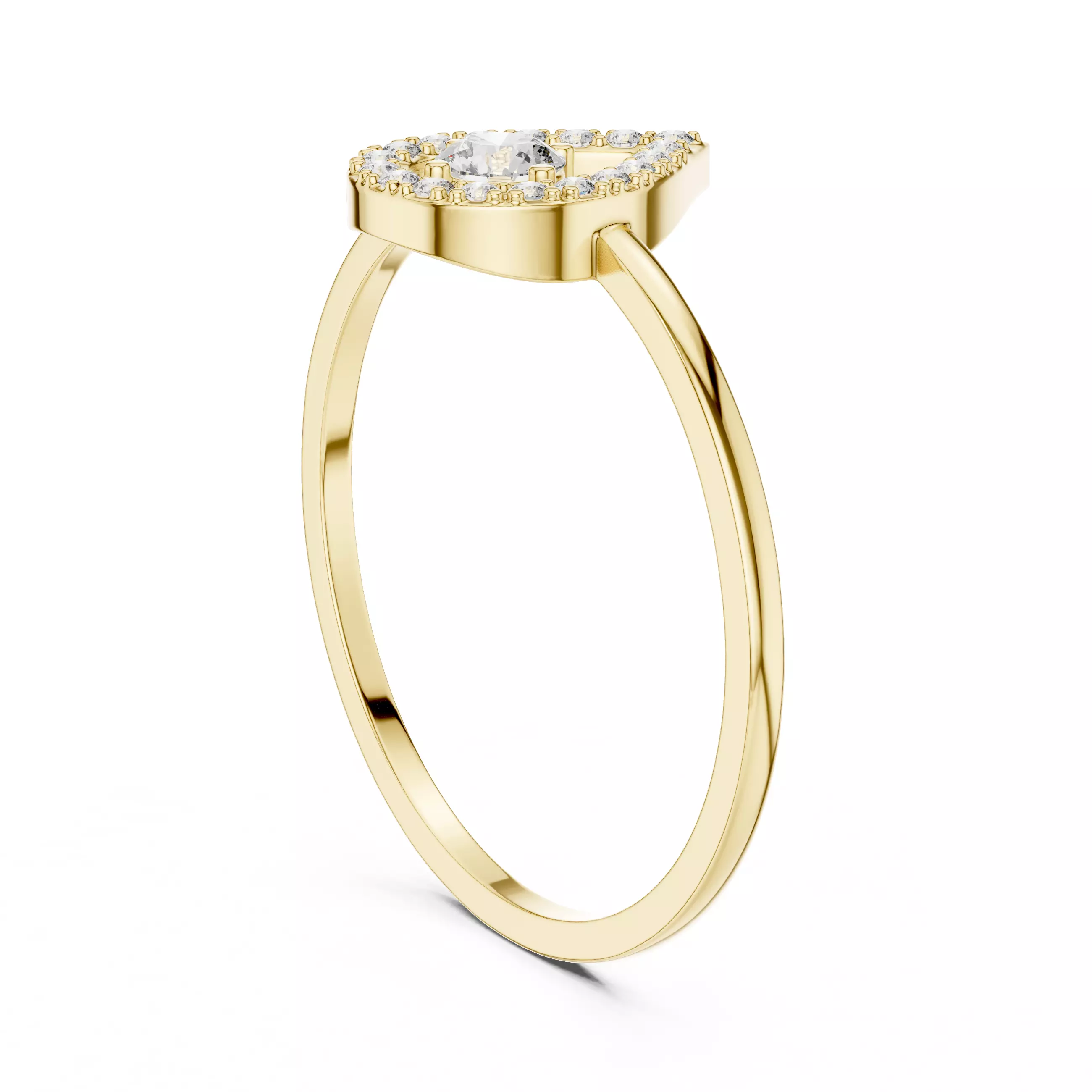 Round Cut Diamond Pear Shape Wedding Ring 3DM STL Video 3D print model_6