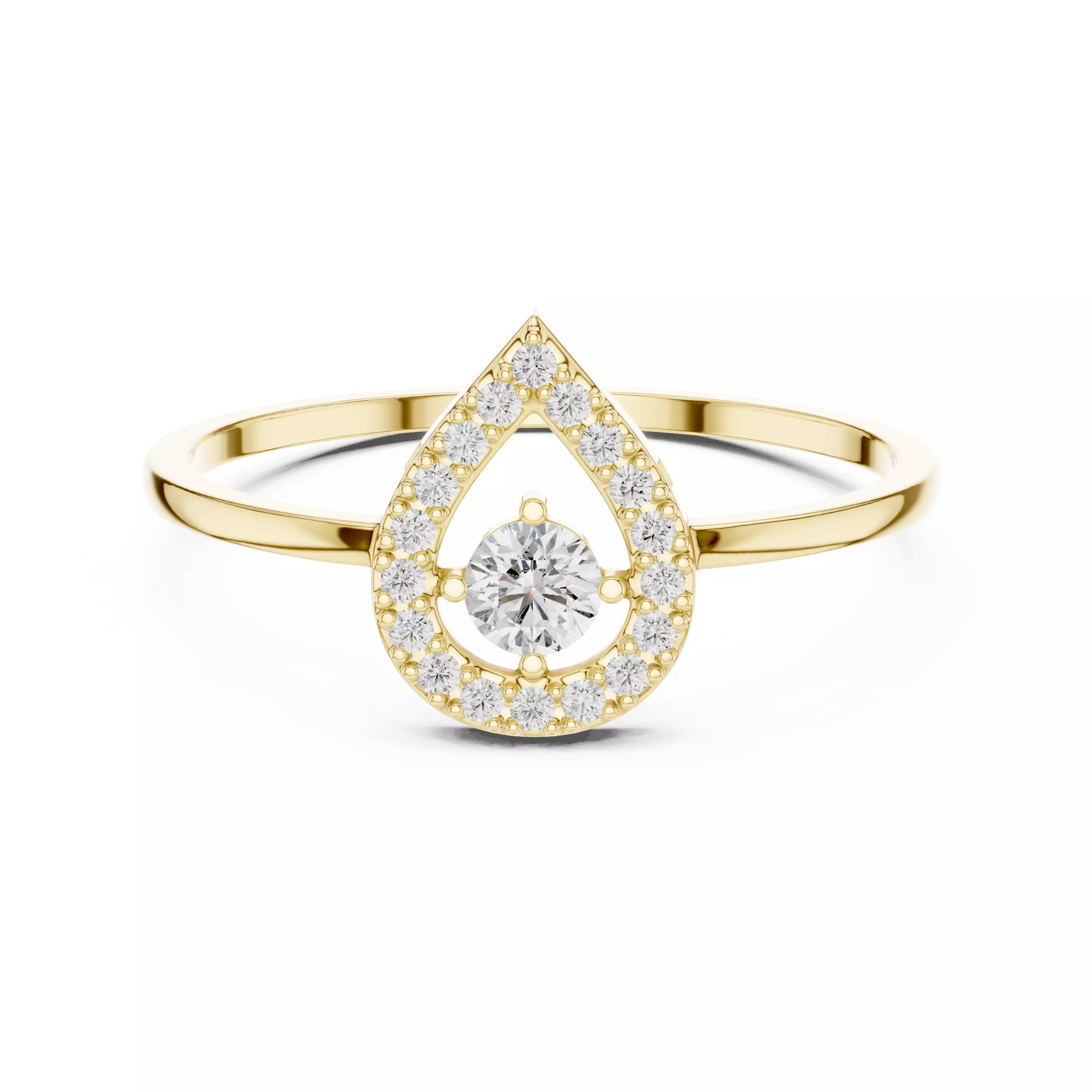 Round Cut Diamond Pear Shape Wedding Ring 3DM STL Video 3D print model_1