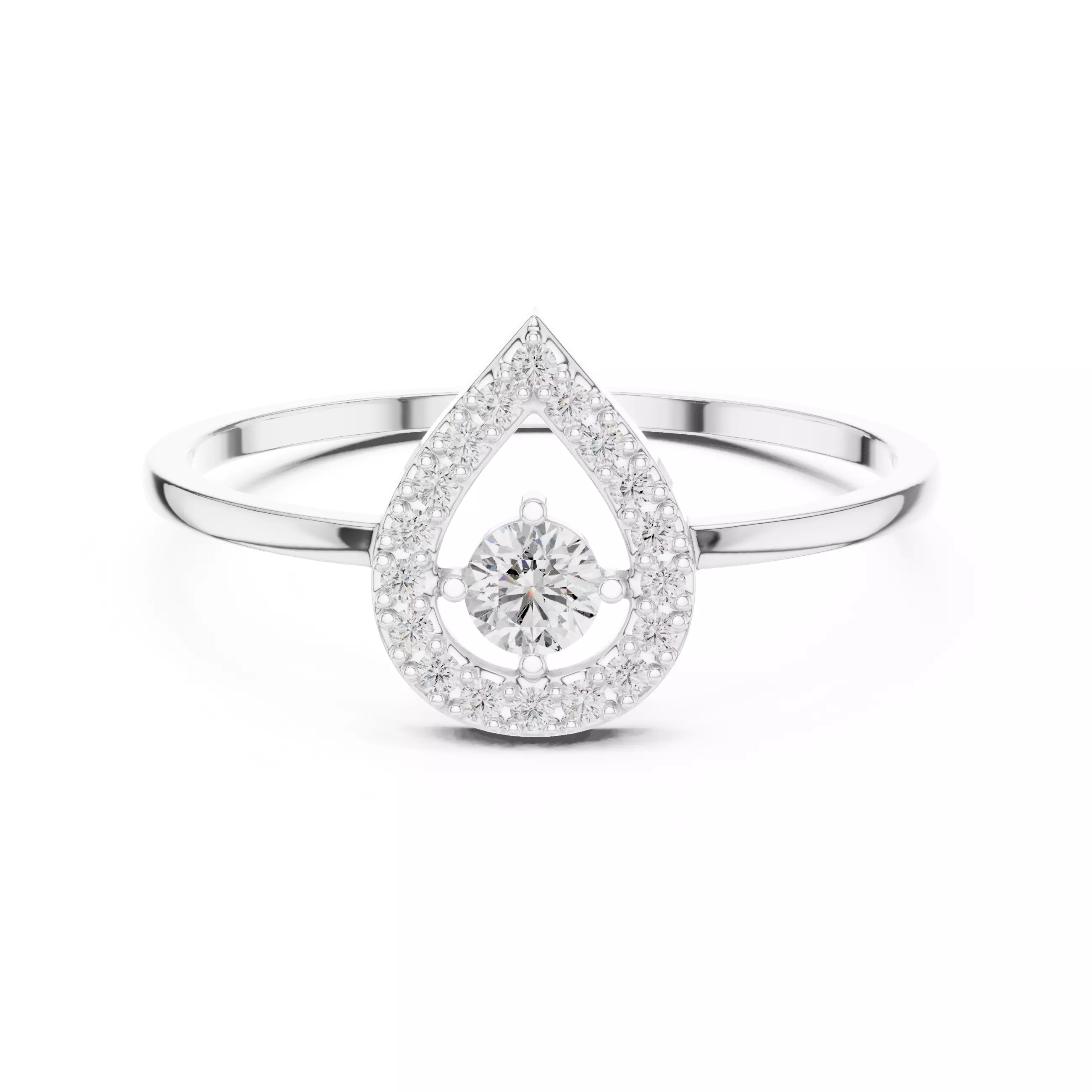 Round Cut Diamond Pear Shape Wedding Ring 3DM STL Video 3D print model_2