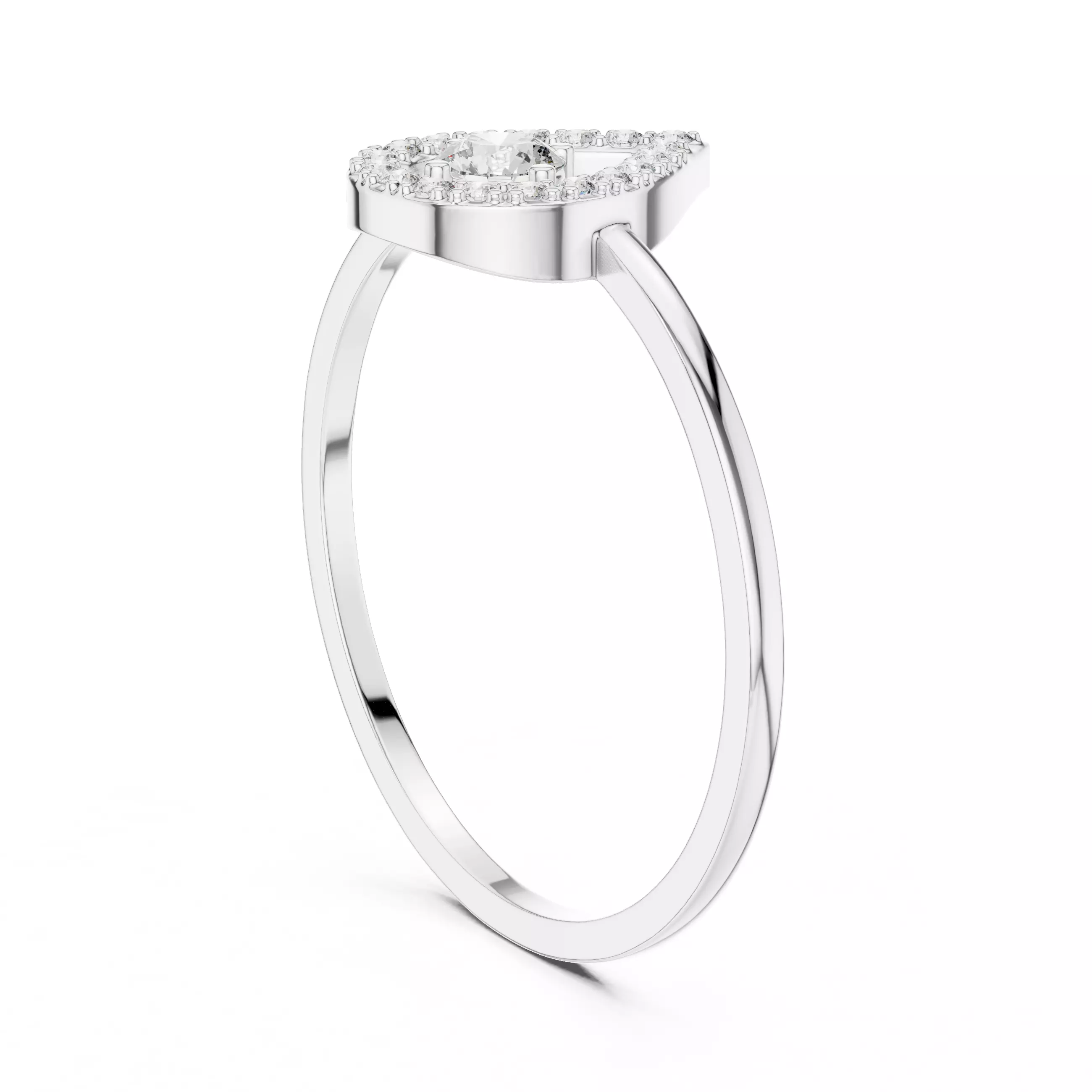 Round Cut Diamond Pear Shape Wedding Ring 3DM STL Video 3D print model_9