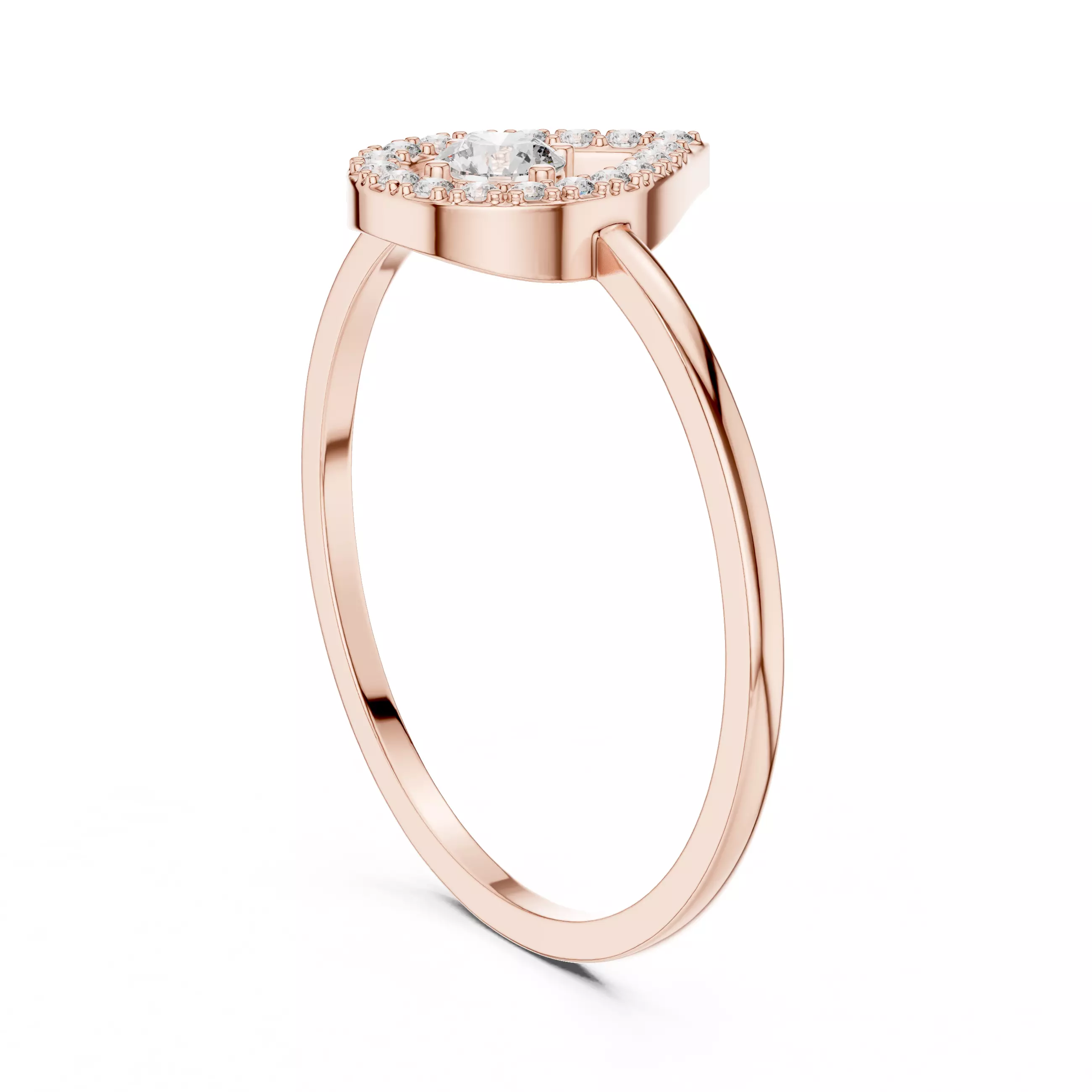 Round Cut Diamond Pear Shape Wedding Ring 3DM STL Video 3D print model_3