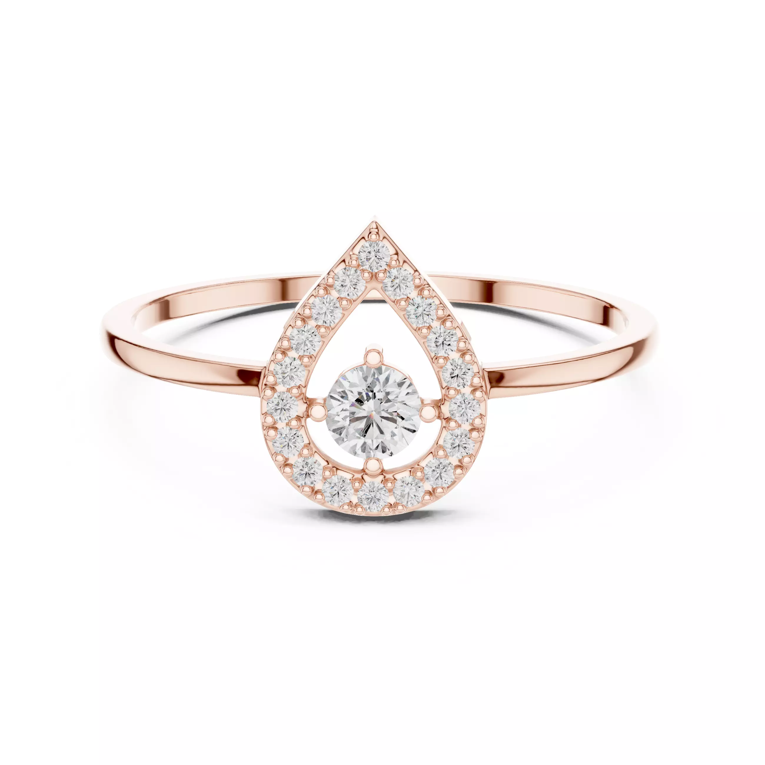 Round Cut Diamond Pear Shape Wedding Ring 3DM STL Video 3D print model_0
