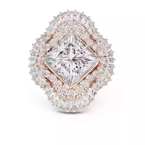 Princess Baguette Round Diamond Engagement Ring 3DM STL Video