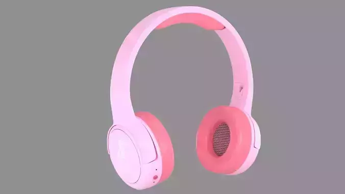 Pink Bluetooth Headphones 3D Model