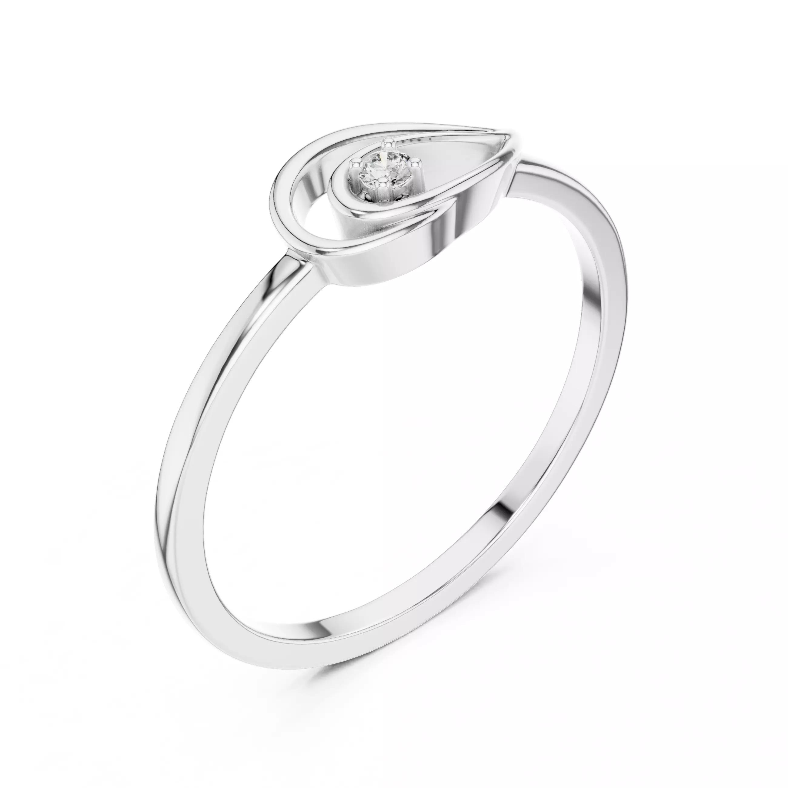 Round Cut Diamond East West Pear Shape Woman Ring 3DM STL Video 3D print model_10