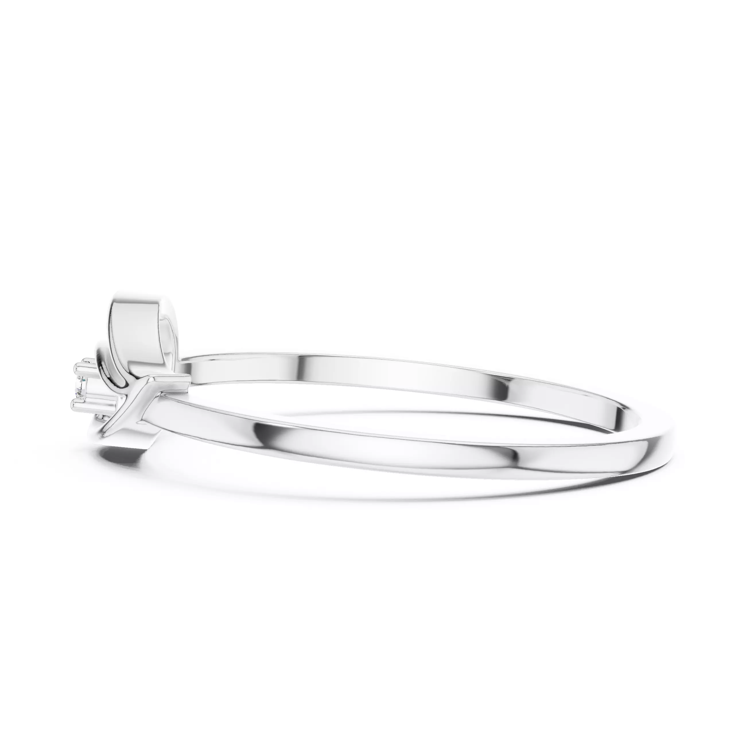 Round Cut Diamond East West Pear Shape Woman Ring 3DM STL Video 3D print model_11