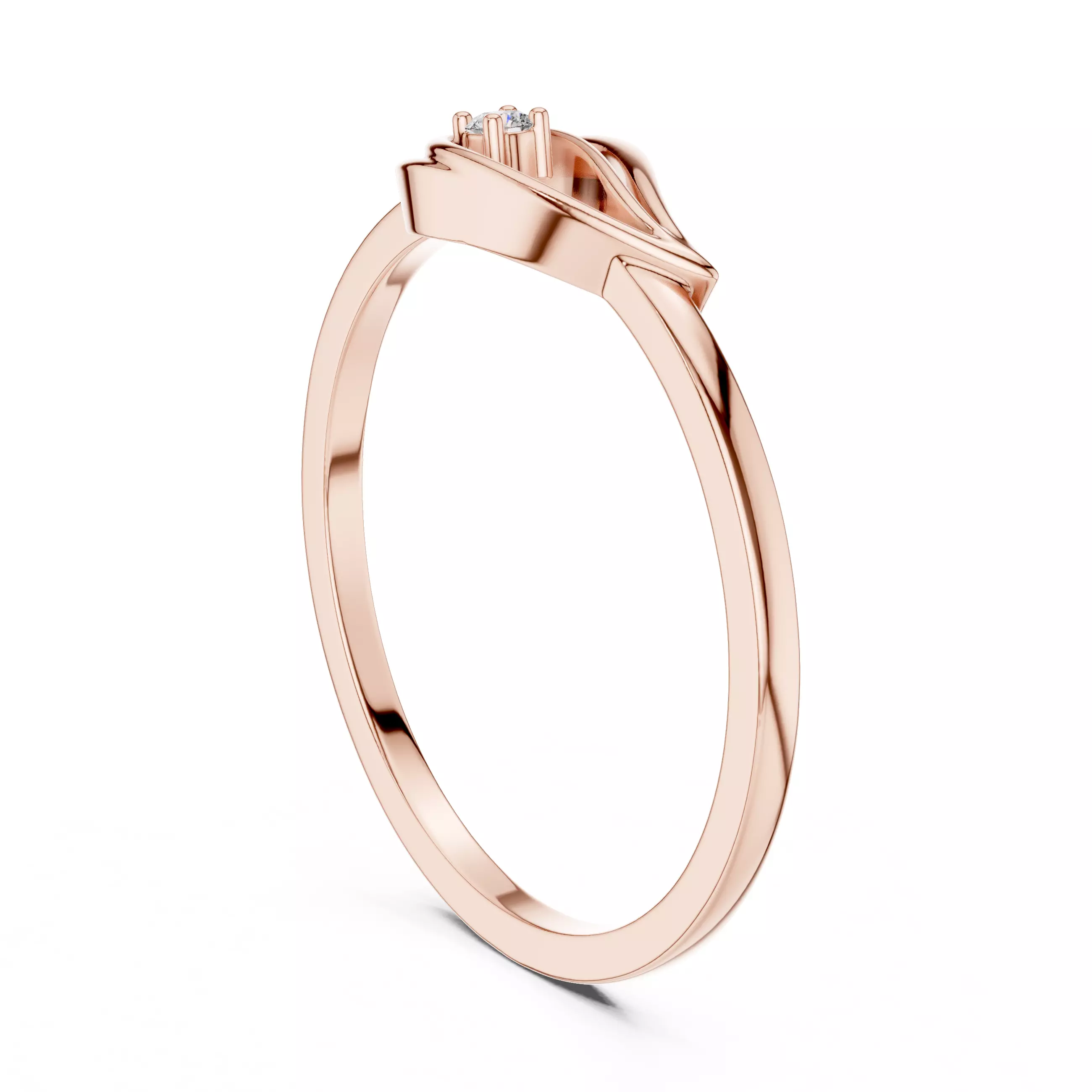 Round Cut Diamond East West Pear Shape Woman Ring 3DM STL Video 3D print model_3