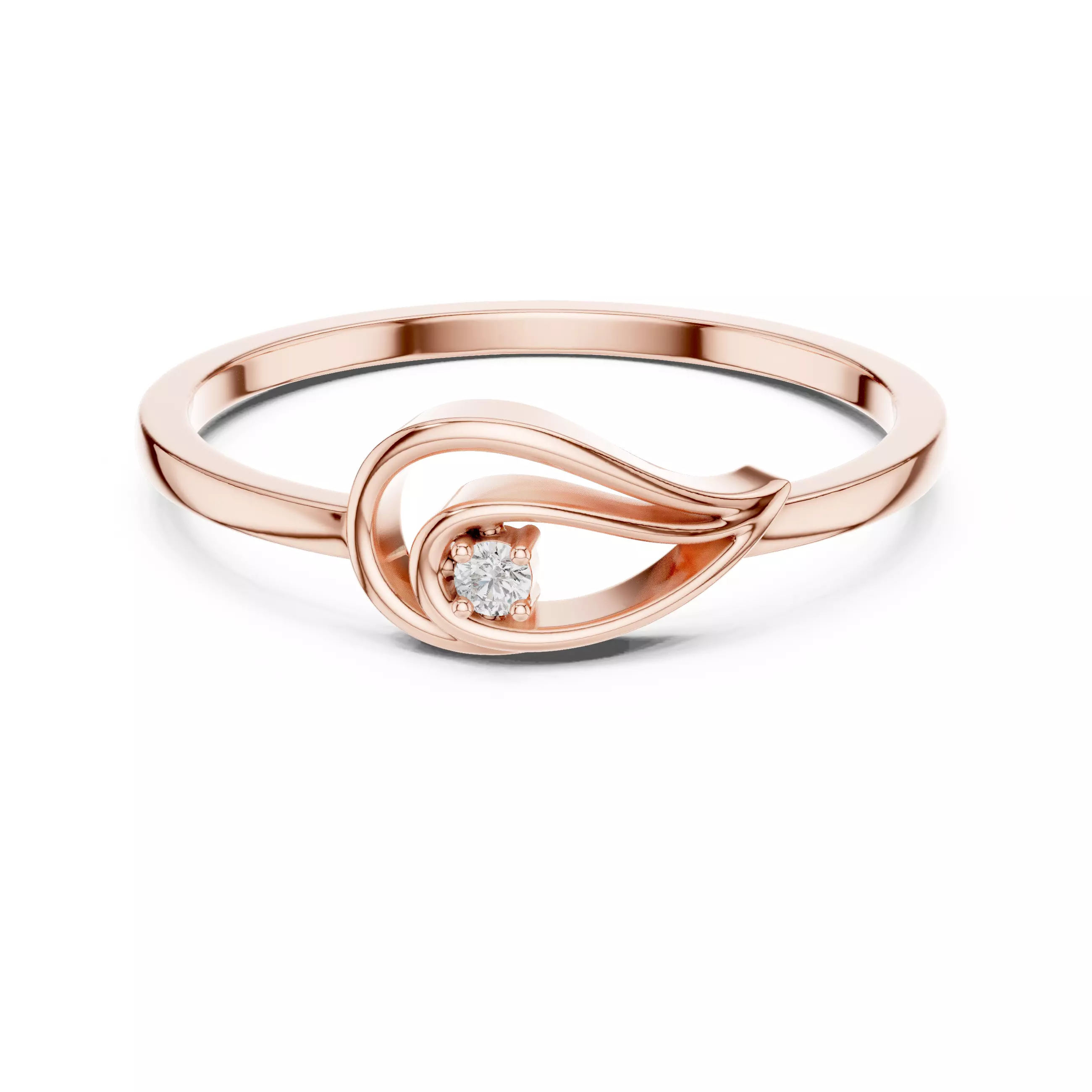 Round Cut Diamond East West Pear Shape Woman Ring 3DM STL Video 3D print model_0