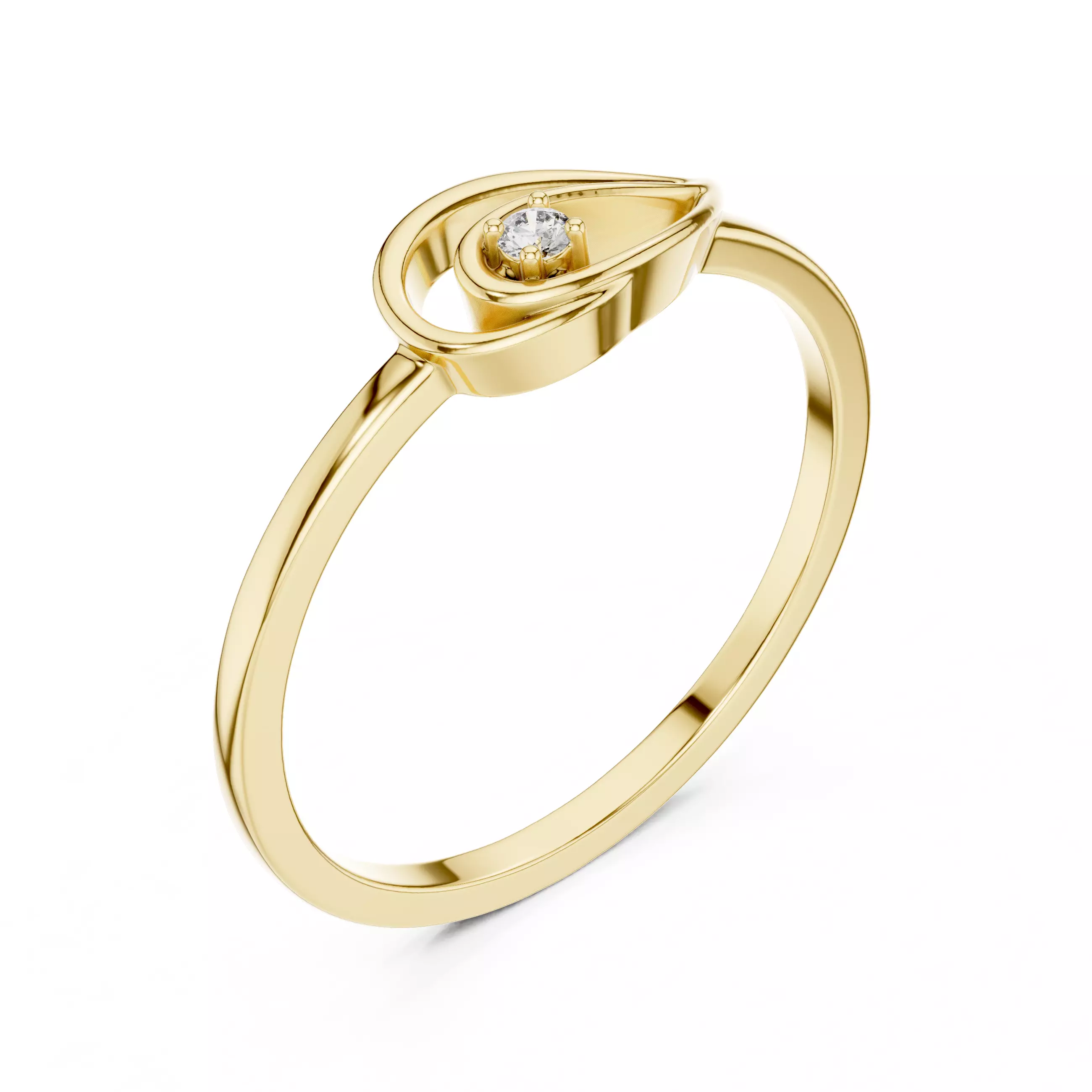 Round Cut Diamond East West Pear Shape Woman Ring 3DM STL Video 3D print model_7