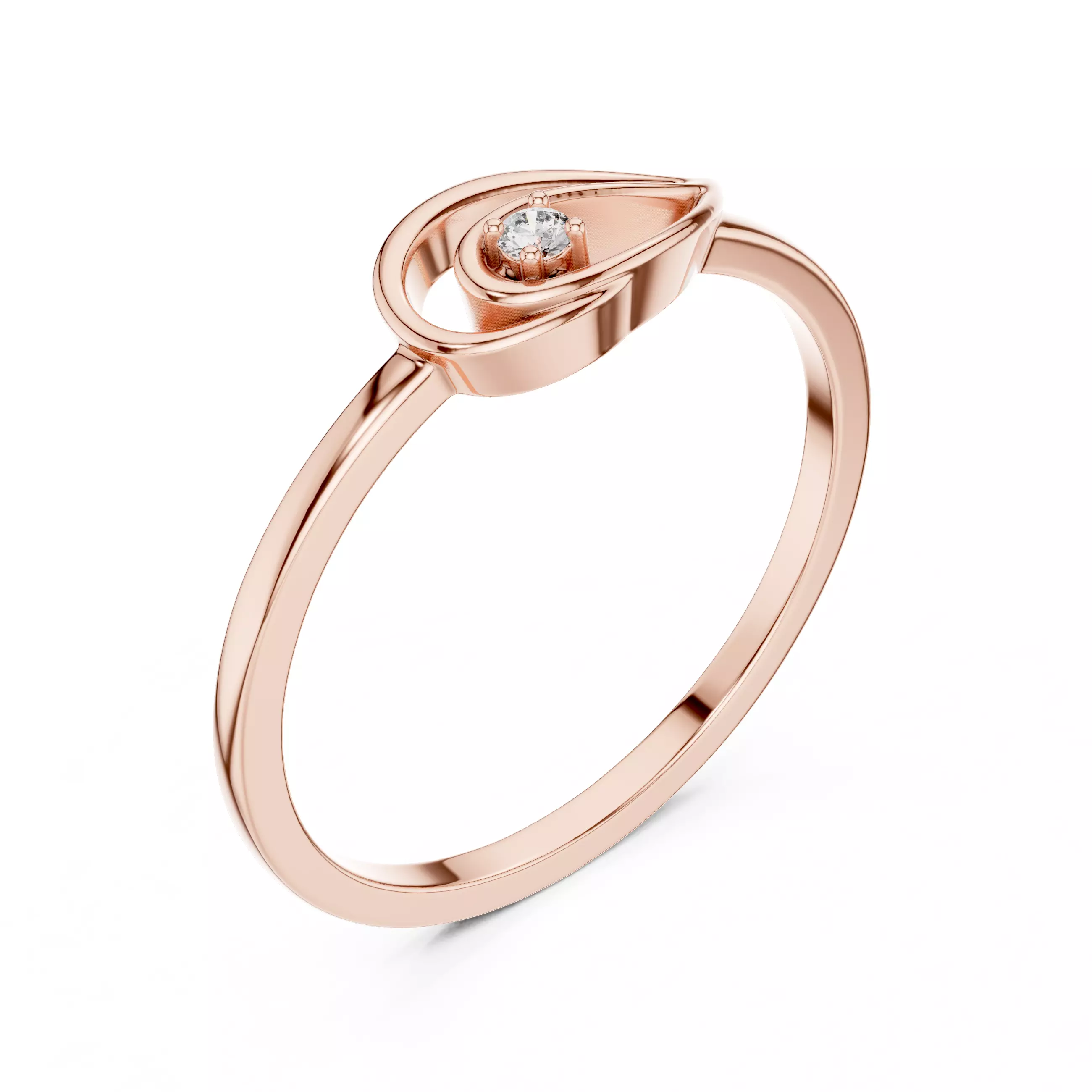 Round Cut Diamond East West Pear Shape Woman Ring 3DM STL Video 3D print model_4