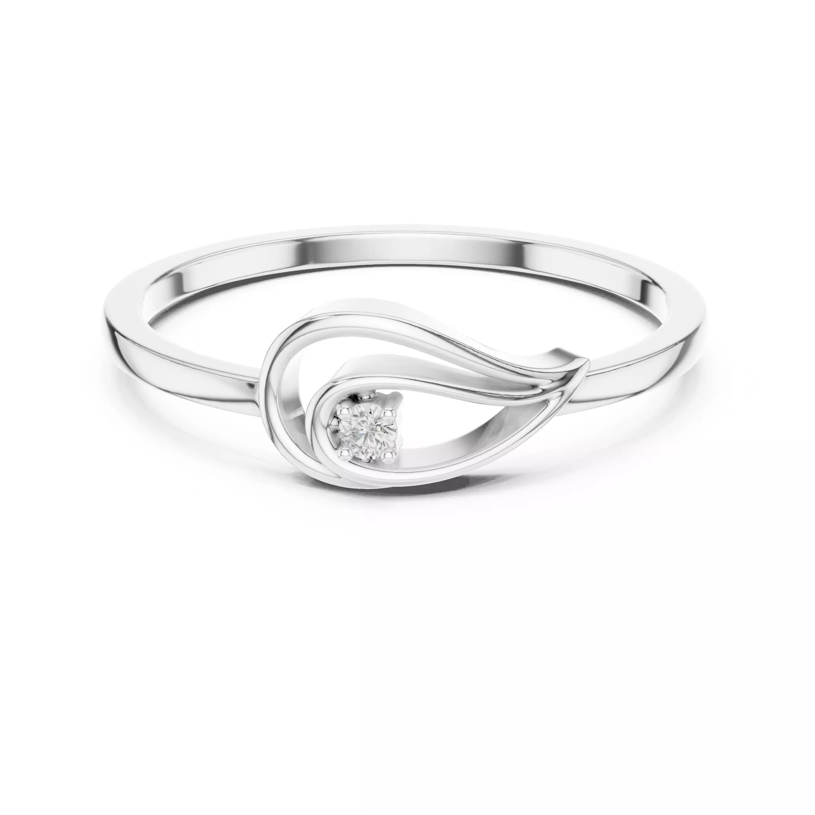 Round Cut Diamond East West Pear Shape Woman Ring 3DM STL Video 3D print model_2