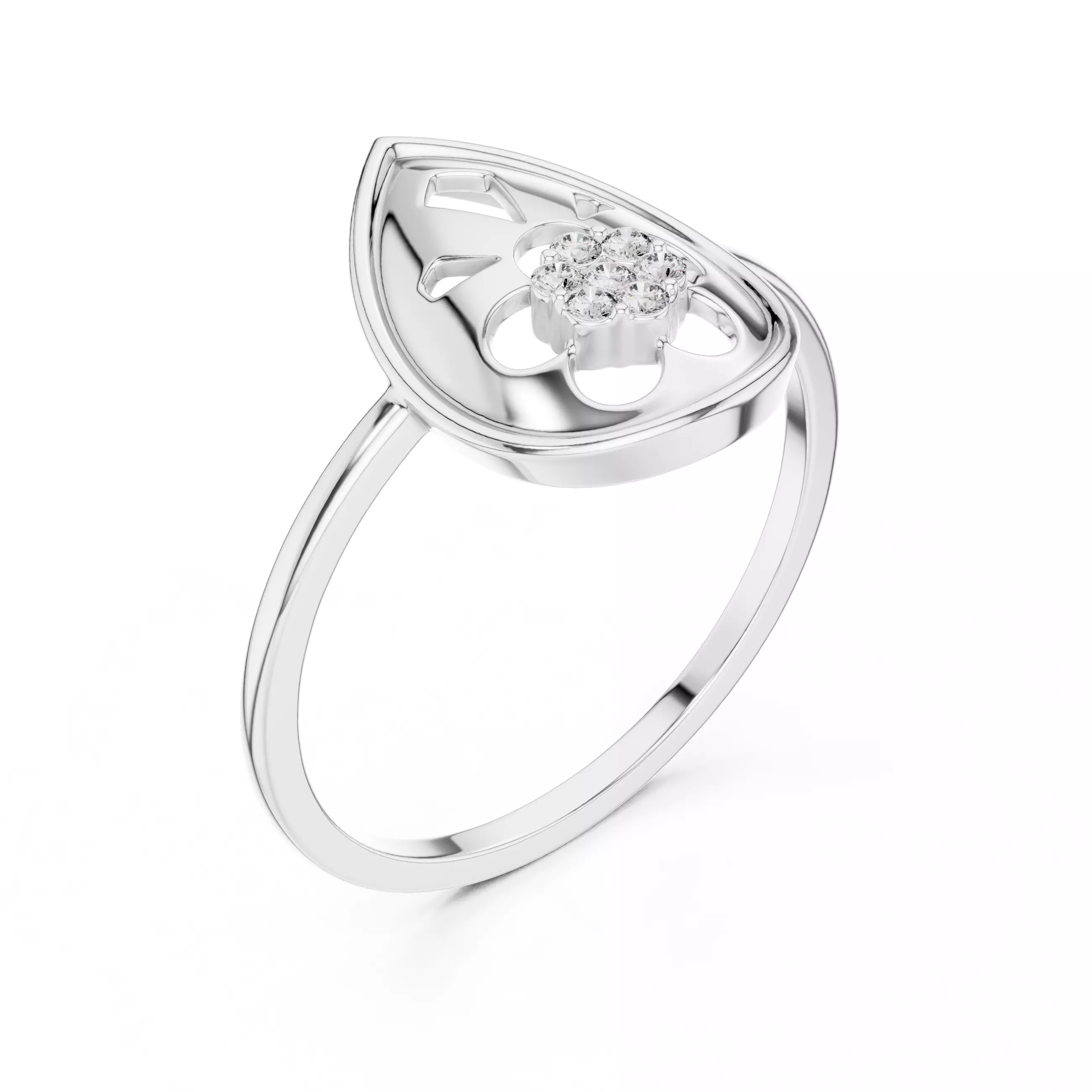Round Cut Diamond Pear Shape Wedding Ring 3DM STL Video 3D print model_10