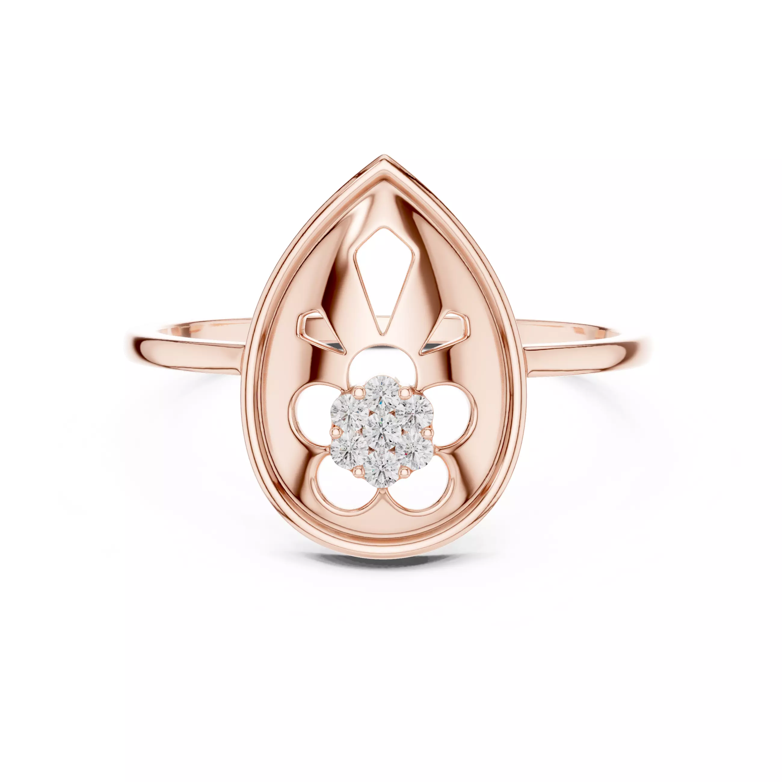 Round Cut Diamond Pear Shape Wedding Ring 3DM STL Video 3D print model_0